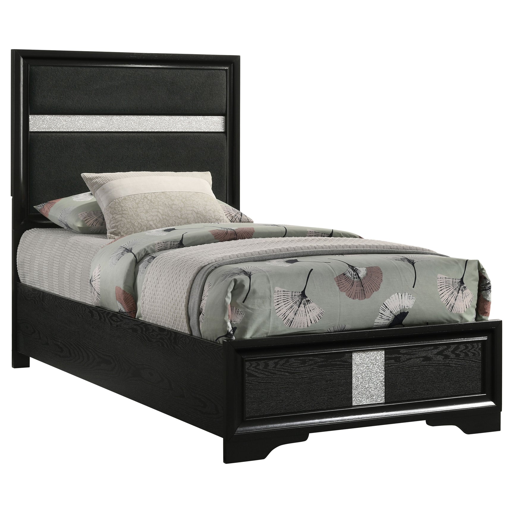 Miranda 54-inch Upholstered Twin Panel Bed Black - Tampa Furniture Outlet