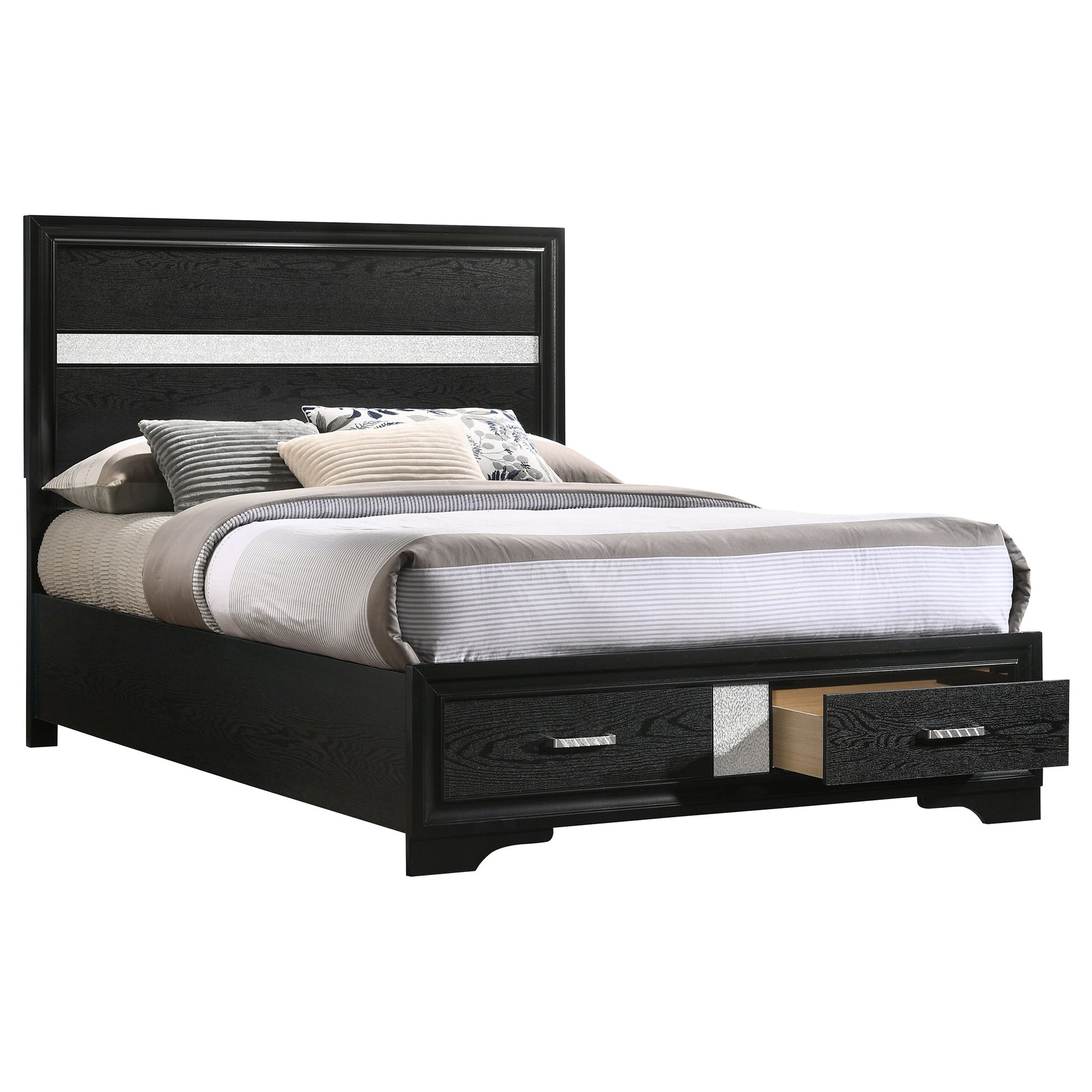 Miranda 51-inch Wood Full Storage Panel Bed Black - Tampa Furniture Outlet
