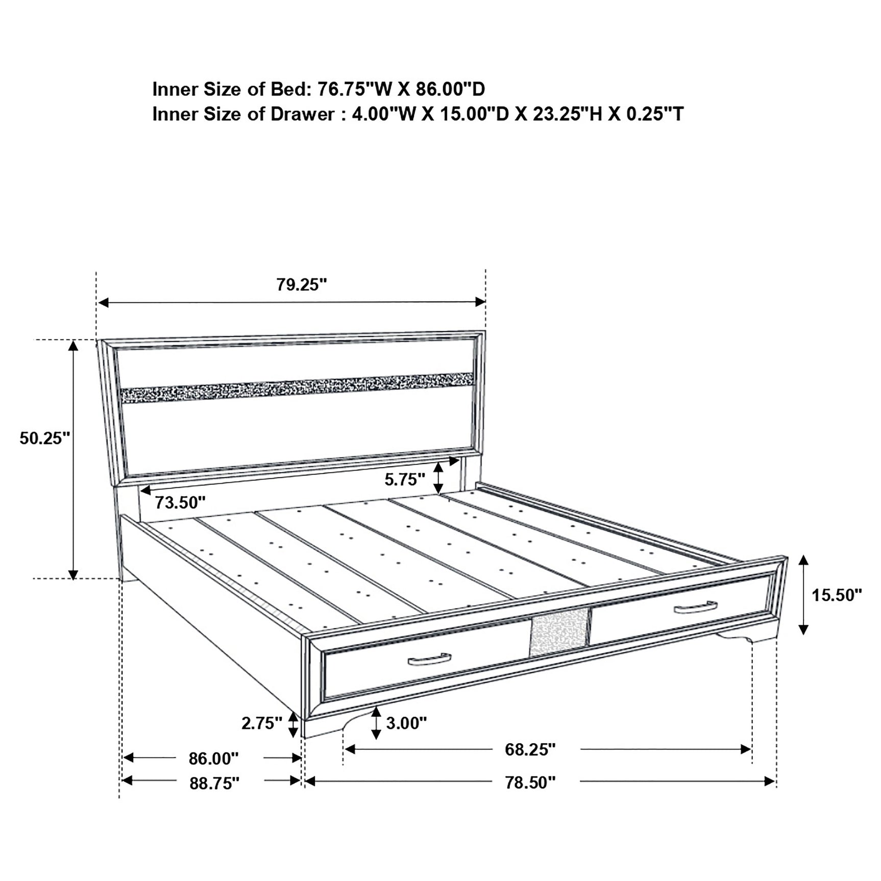 Miranda 51-inch Wood California King Storage Panel Bed Black - Tampa Furniture Outlet