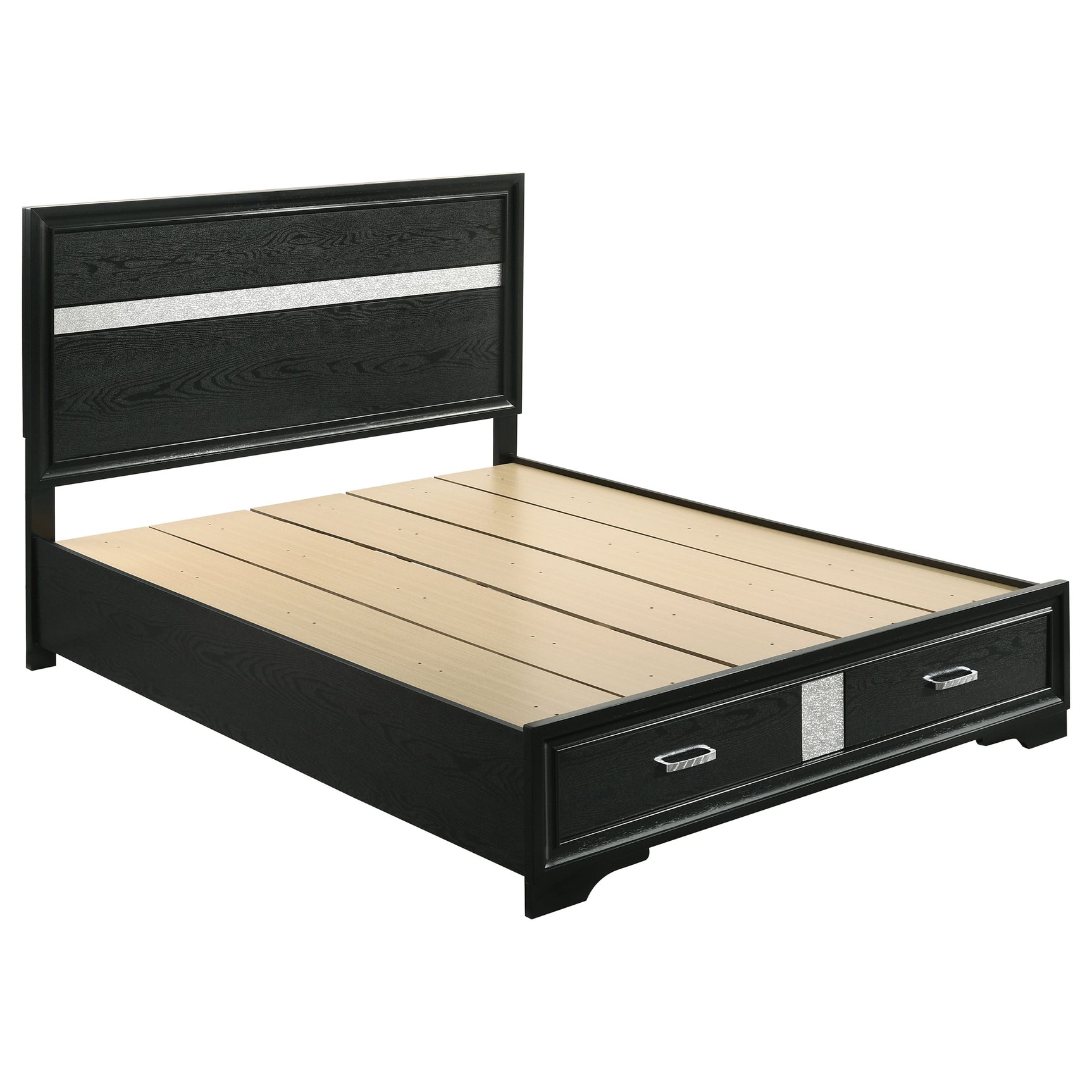 Tampa Furniture Outlet - Coaster - Miranda 51-inch Wood Queen Storage Panel Bed Black - 206361Q