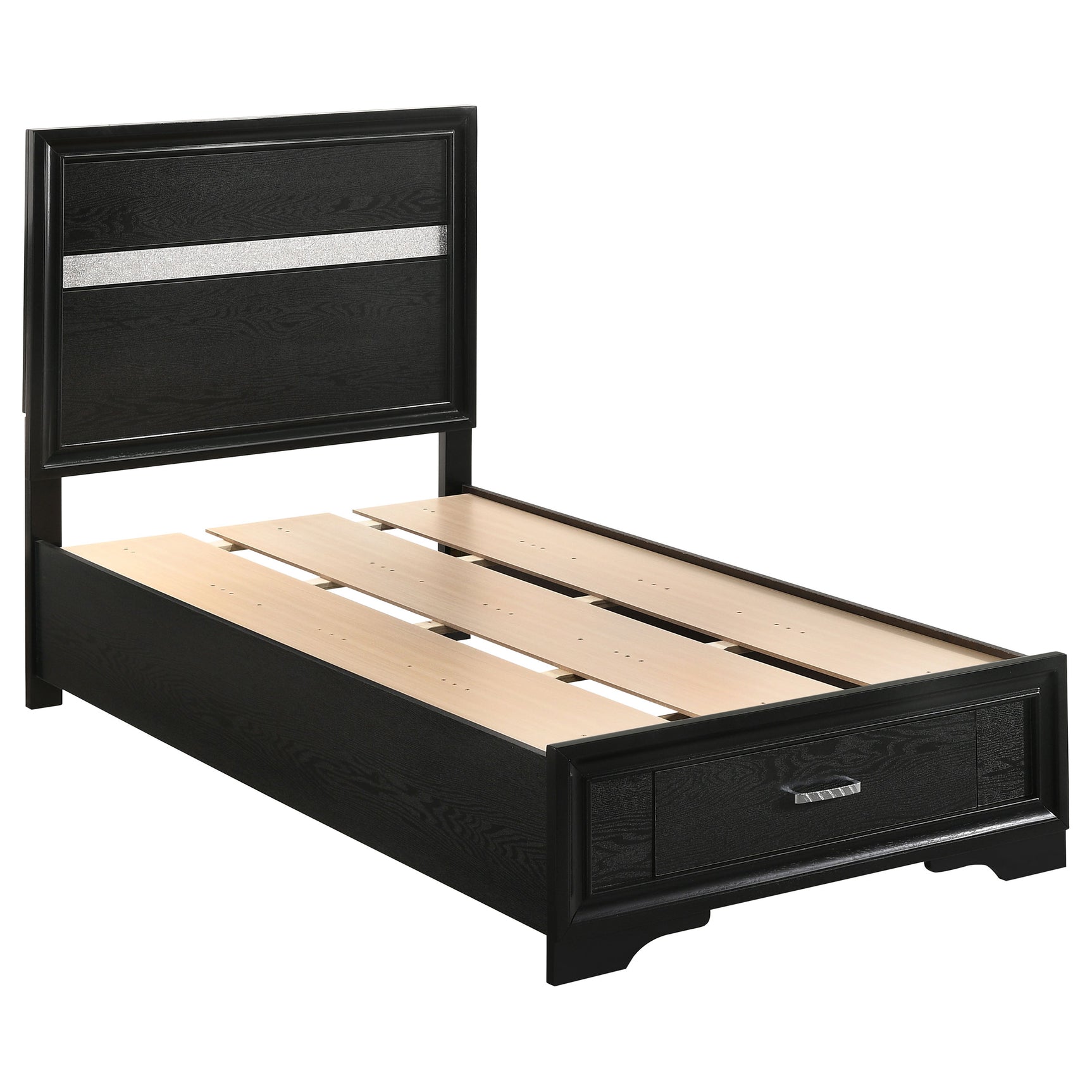 Tampa Furniture Outlet - Coaster - Miranda 51-inch Wood Twin Storage Panel Bed Black - 206361T