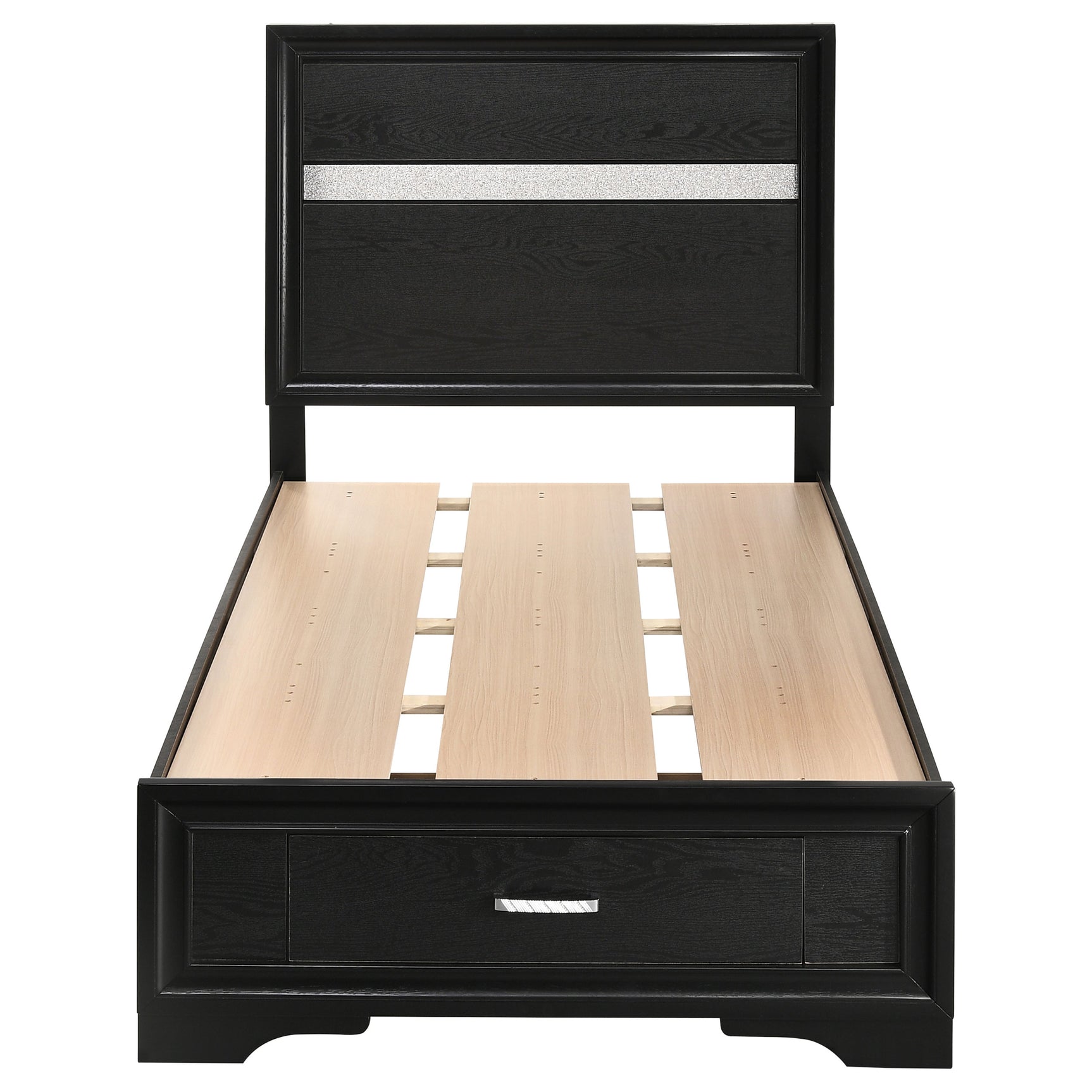 Miranda 51-inch Wood Twin Storage Panel Bed Black - Tampa Furniture Outlet
