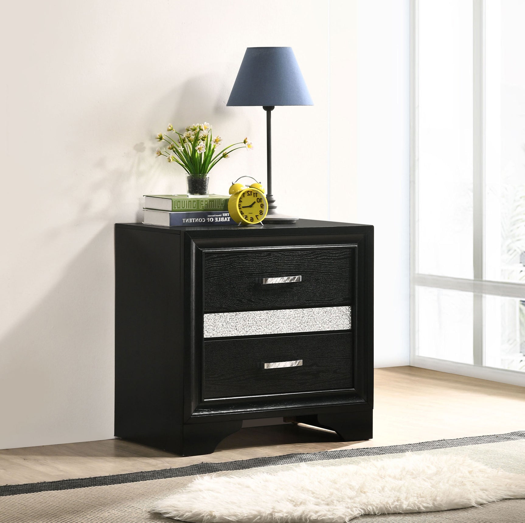 Miranda 3-drawer Nightstand Bedside Table Black - Tampa Furniture Outlet