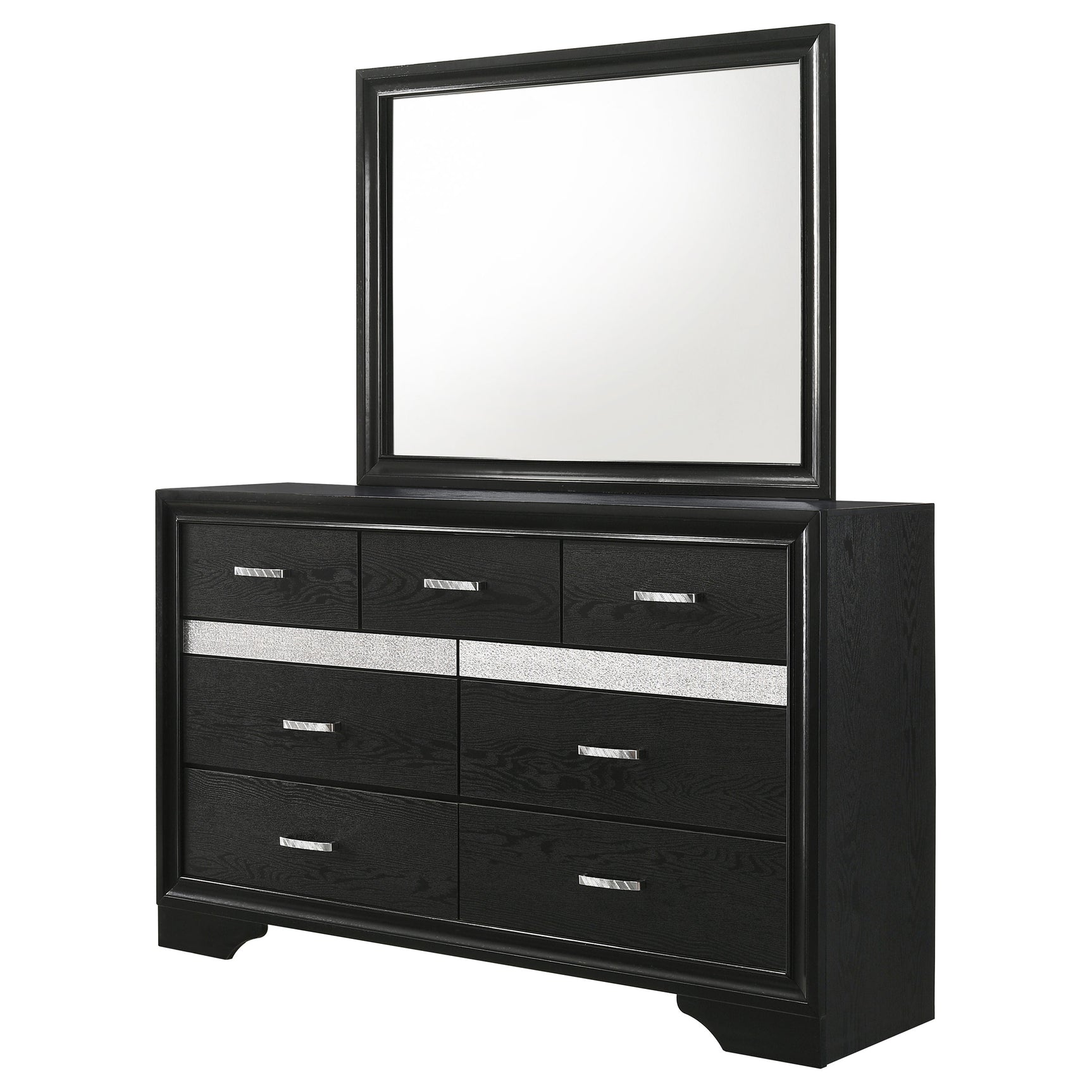 Miranda 7-drawer Dresser with Mirror Black - Tampa Furniture Outlet