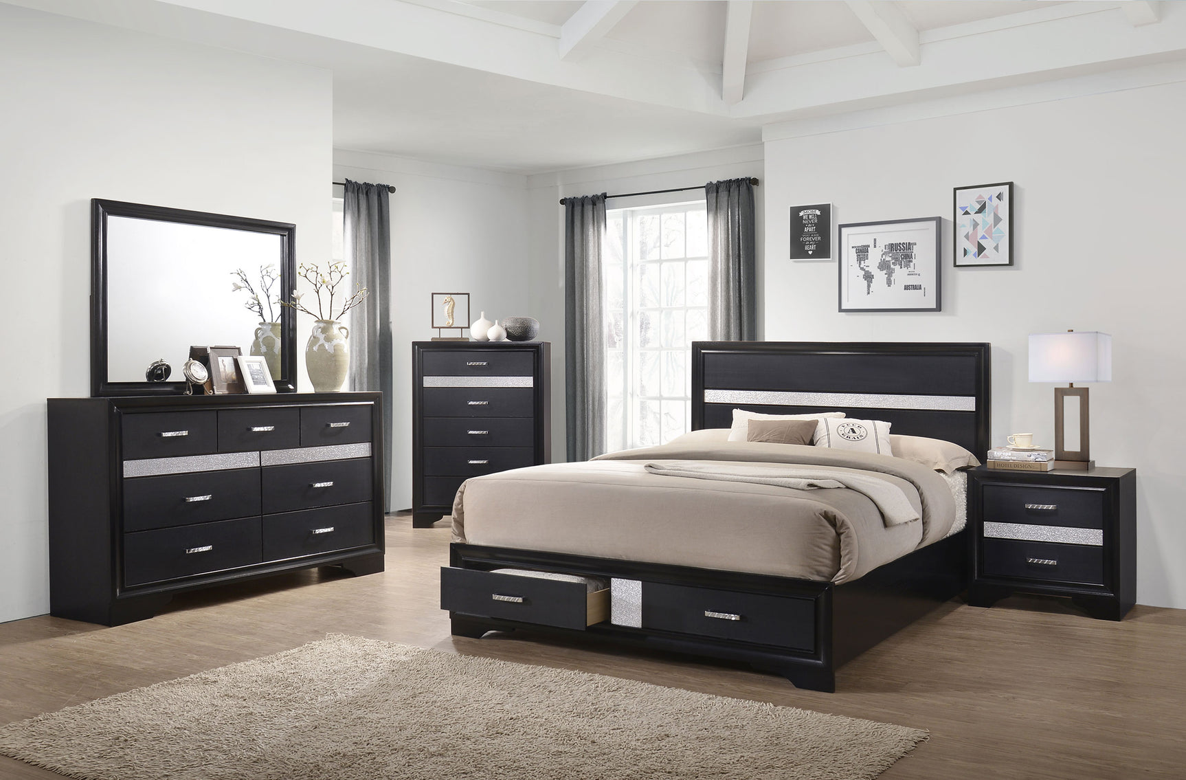 Miranda Dresser Mirror Black - Tampa Furniture Outlet