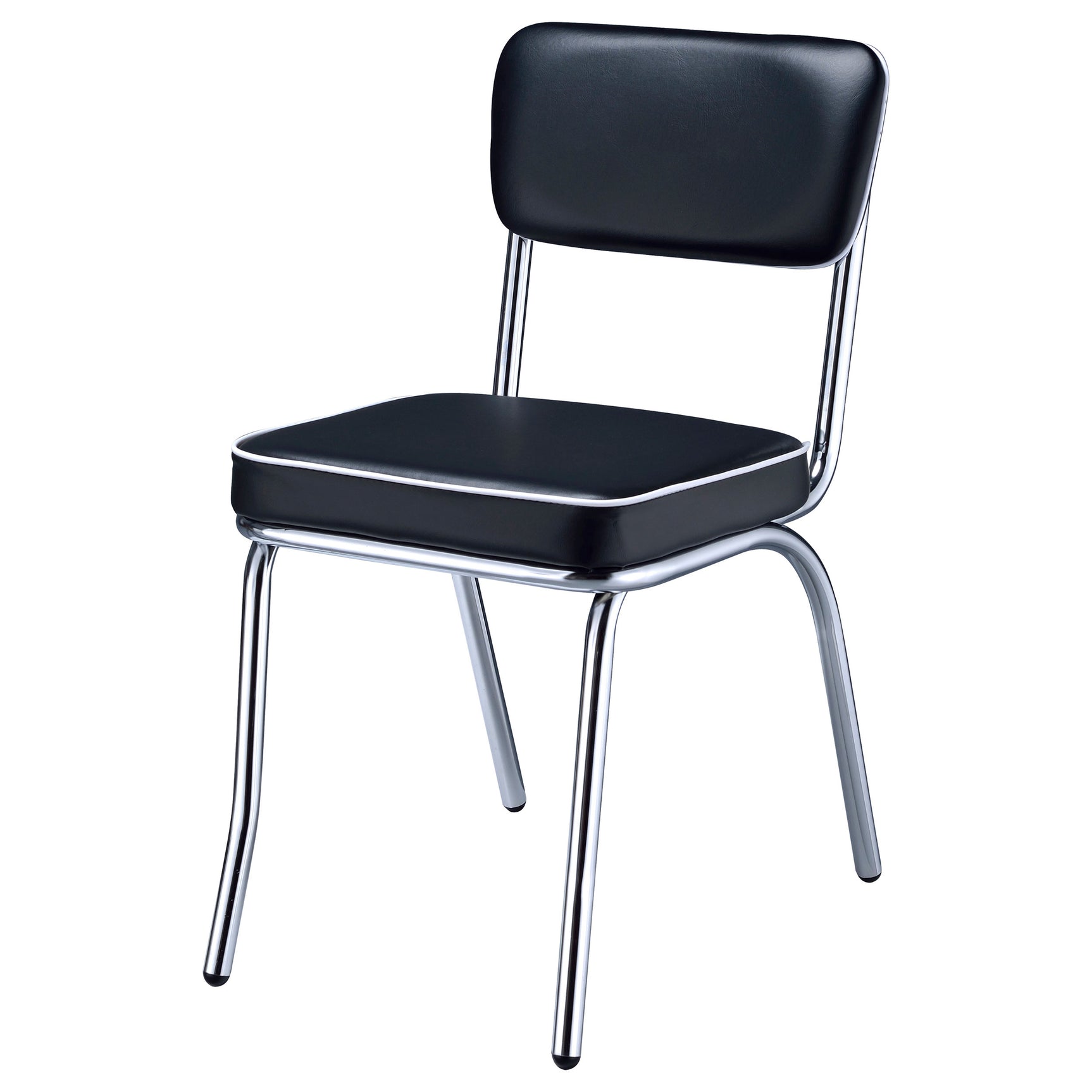 Retro Upholstered Dining Side Chair Black (Set of 2) - Tampa Furniture Outlet