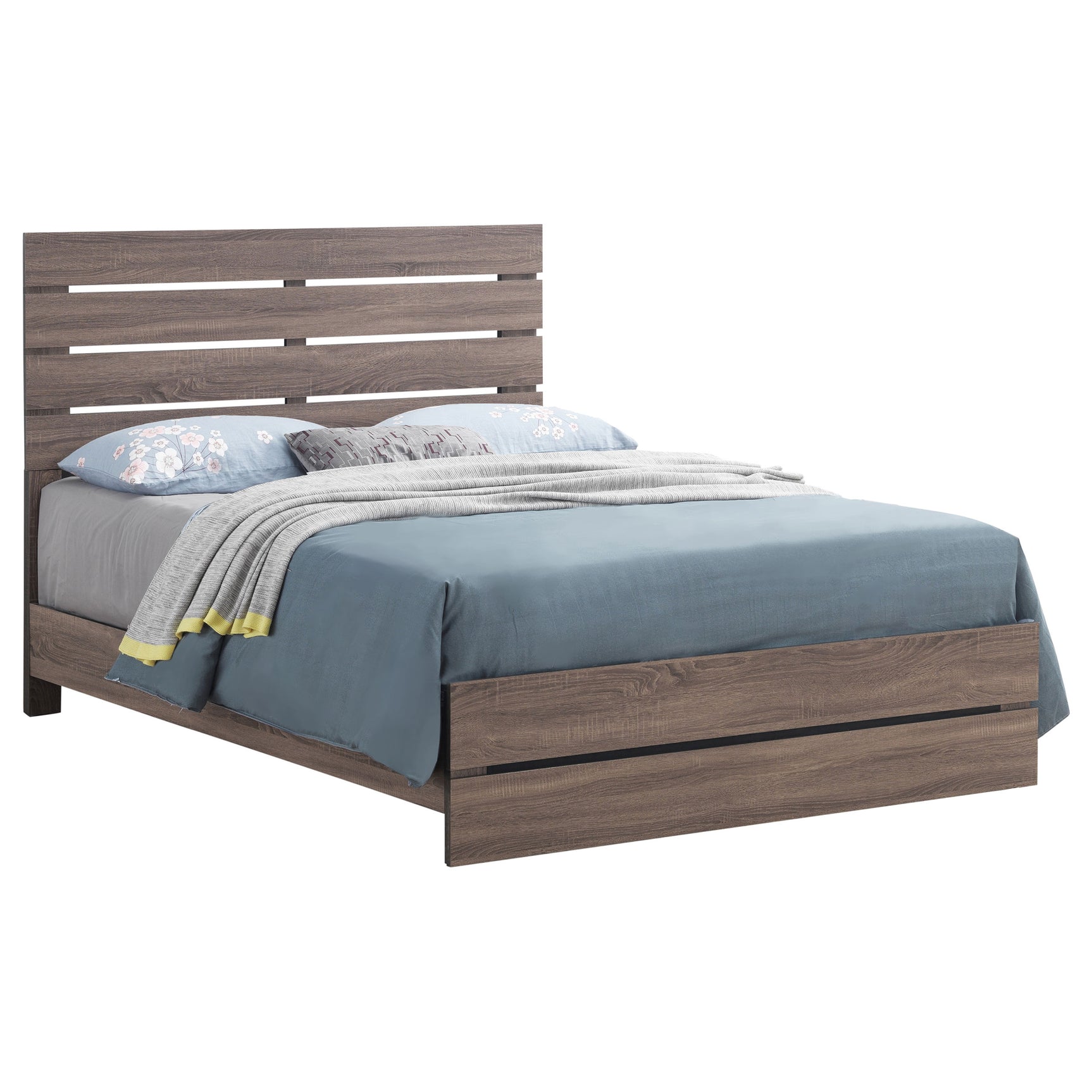Brantford Wood Queen Panel Bed Barrel Oak - Tampa Furniture Outlet