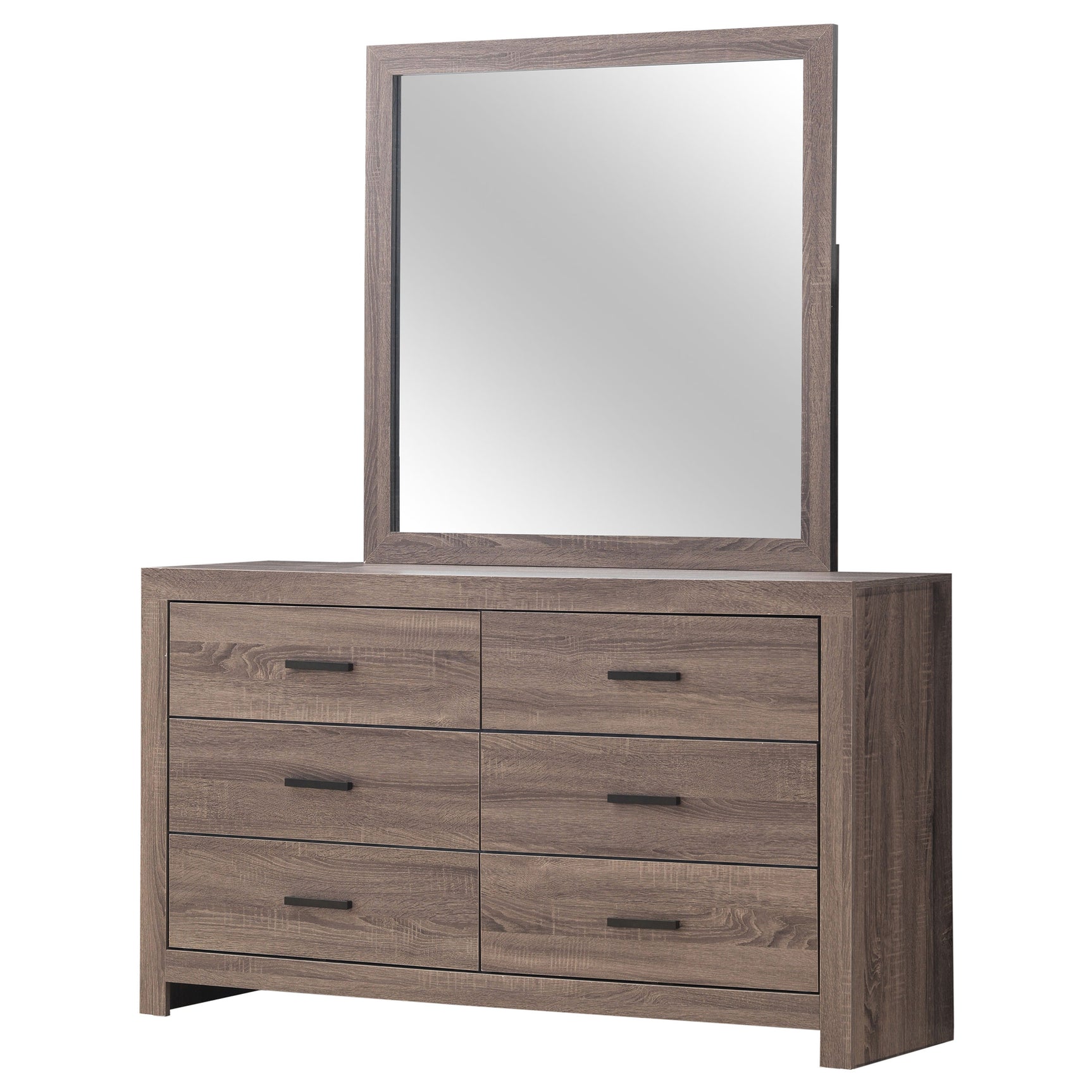 Brantford 6-drawer Dresser with Mirror Barrel Oak - Tampa Furniture Outlet