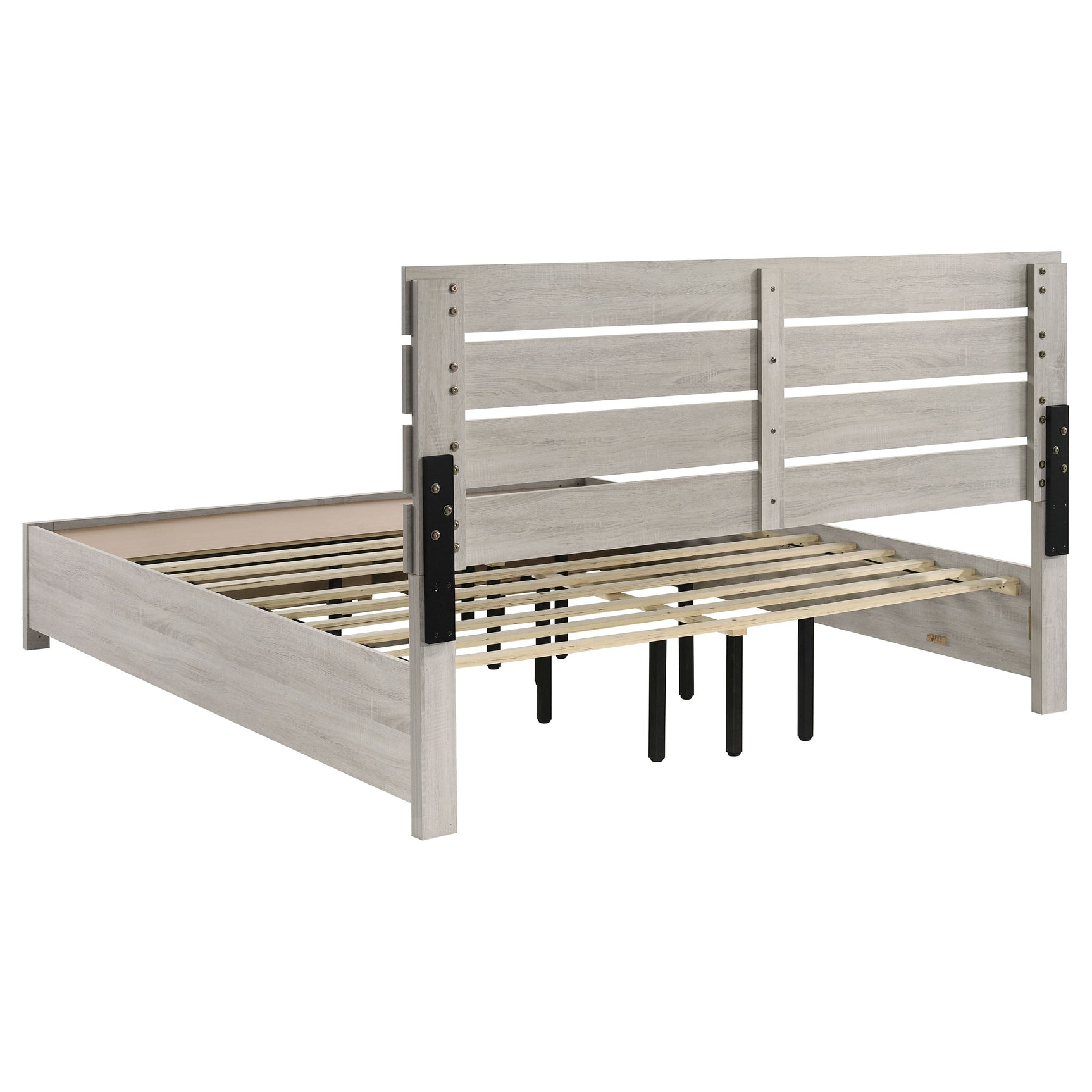Brantford Wood Eastern King Storage Panel Bed Coastal White - Tampa Furniture Outlet