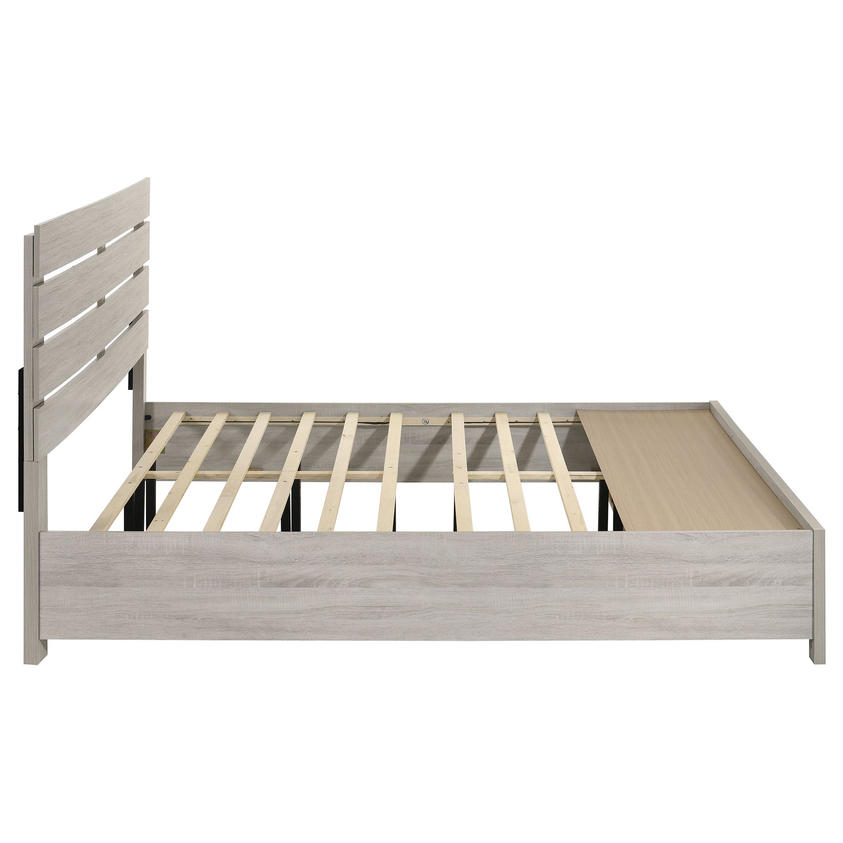 Brantford Wood Eastern King Storage Panel Bed Coastal White - Tampa Furniture Outlet