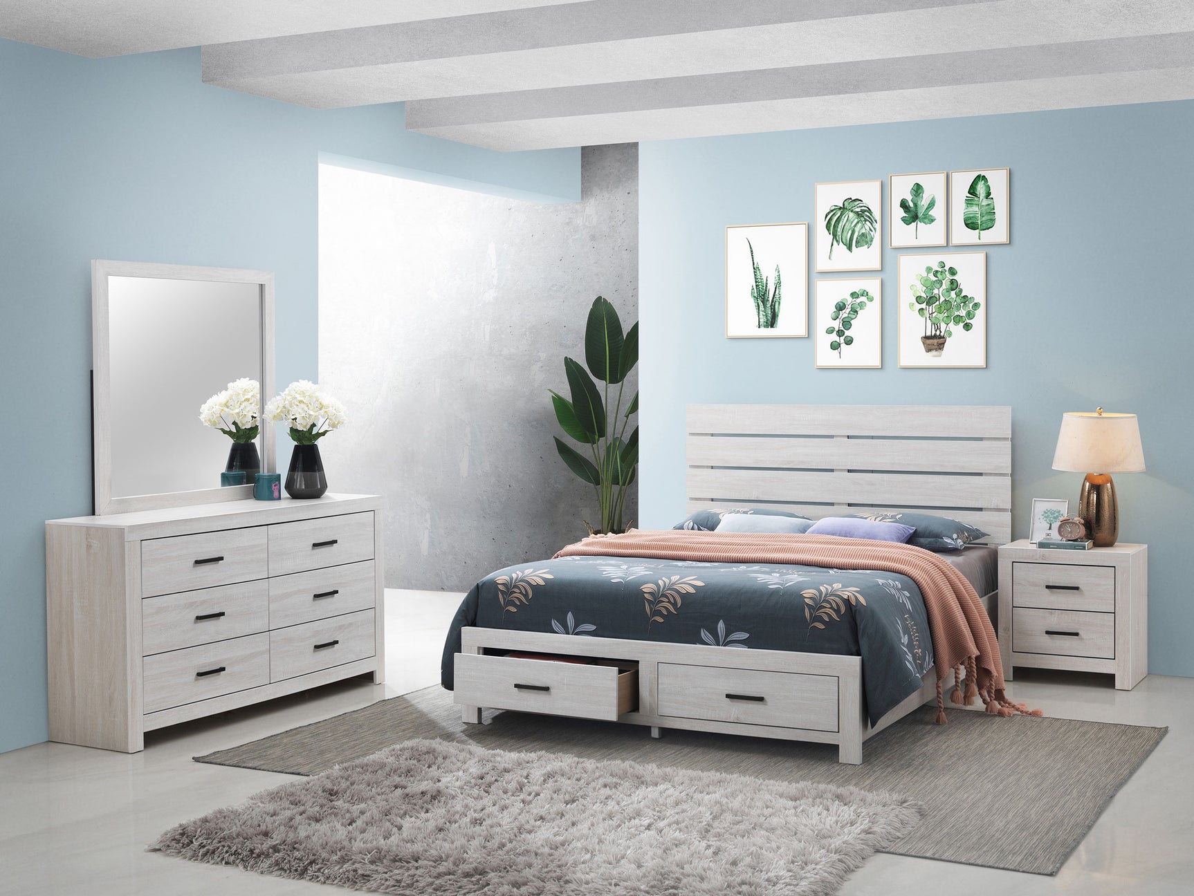 Tampa Furniture Outlet - Coaster - Brantford 4-piece Queen Bedroom Set Coastal White - 207050Q-S4
