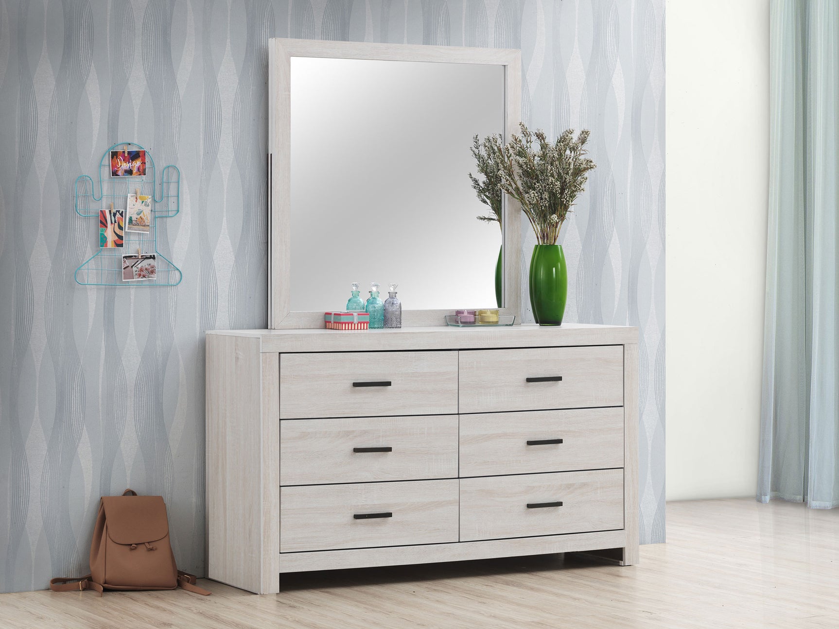 Brantford 6-drawer Dresser with Mirror Coastal White - Tampa Furniture Outlet