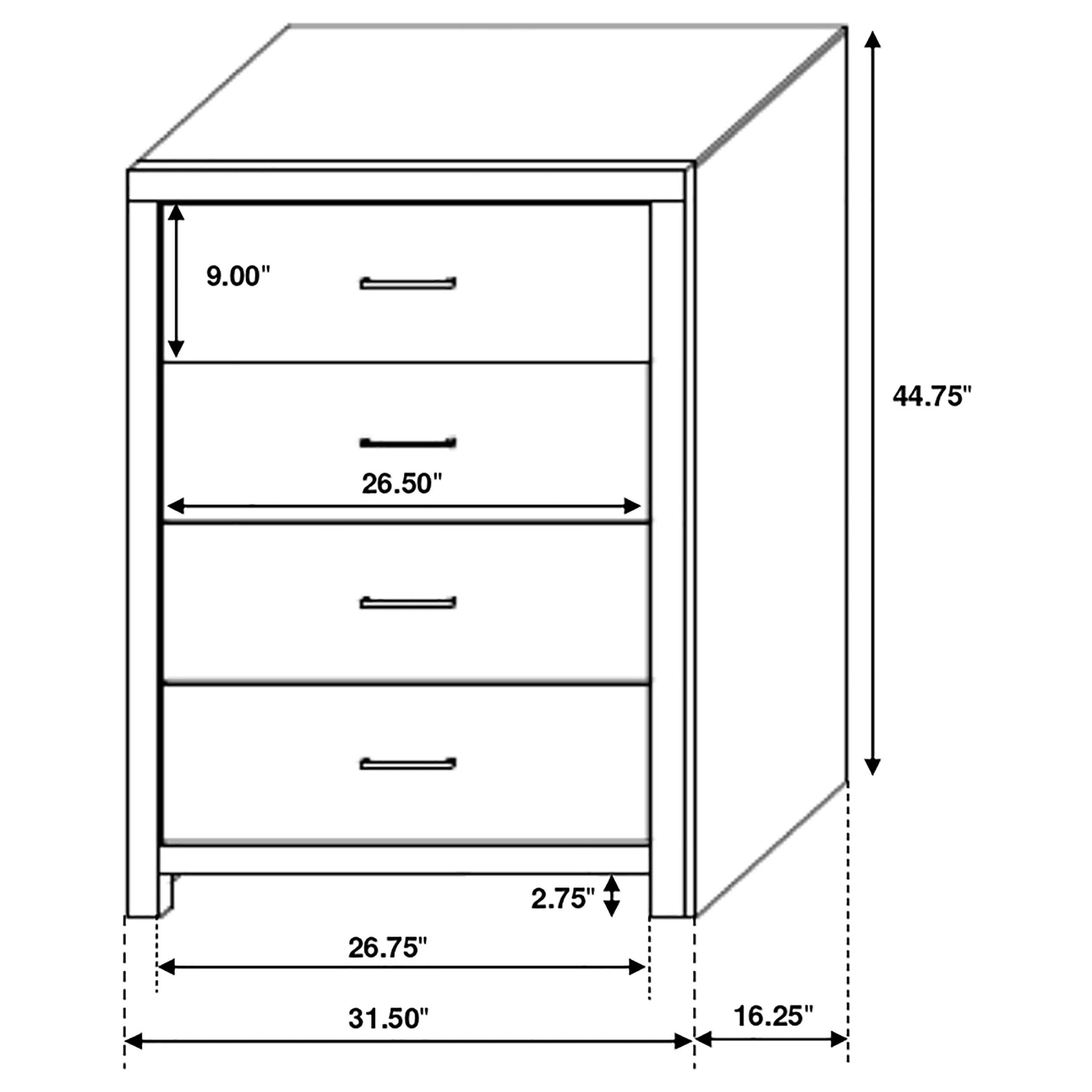 Brantford 4-drawer Bedroom Chest Coastal White - Tampa Furniture Outlet