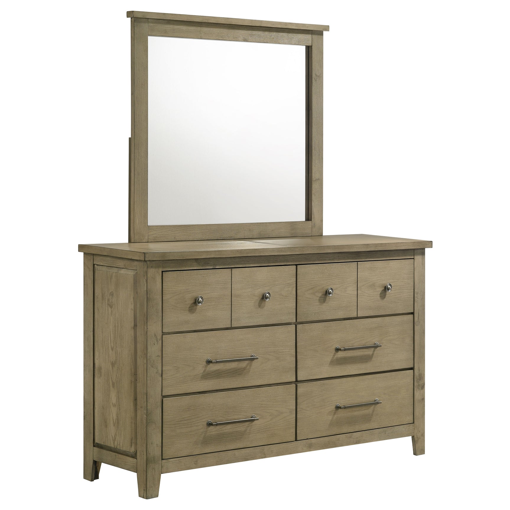 Tampa Furniture Outlet - Coaster - Hazlewood 6-drawer Bedroom Dresser with Mirror Vineyard Oak - 207533M