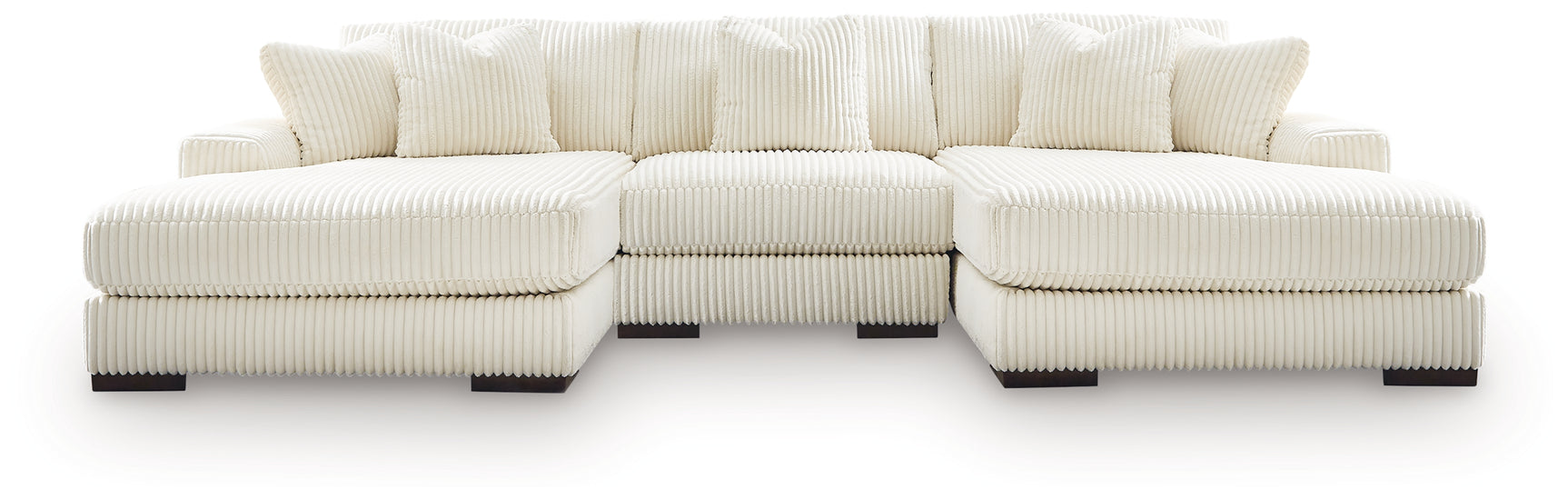 Tampa Furniture Outlet - Ashley Furniture - Lindyn Sectional - RAF 3-Piece Sectional with Double Chaise / Ivory - 21104S18