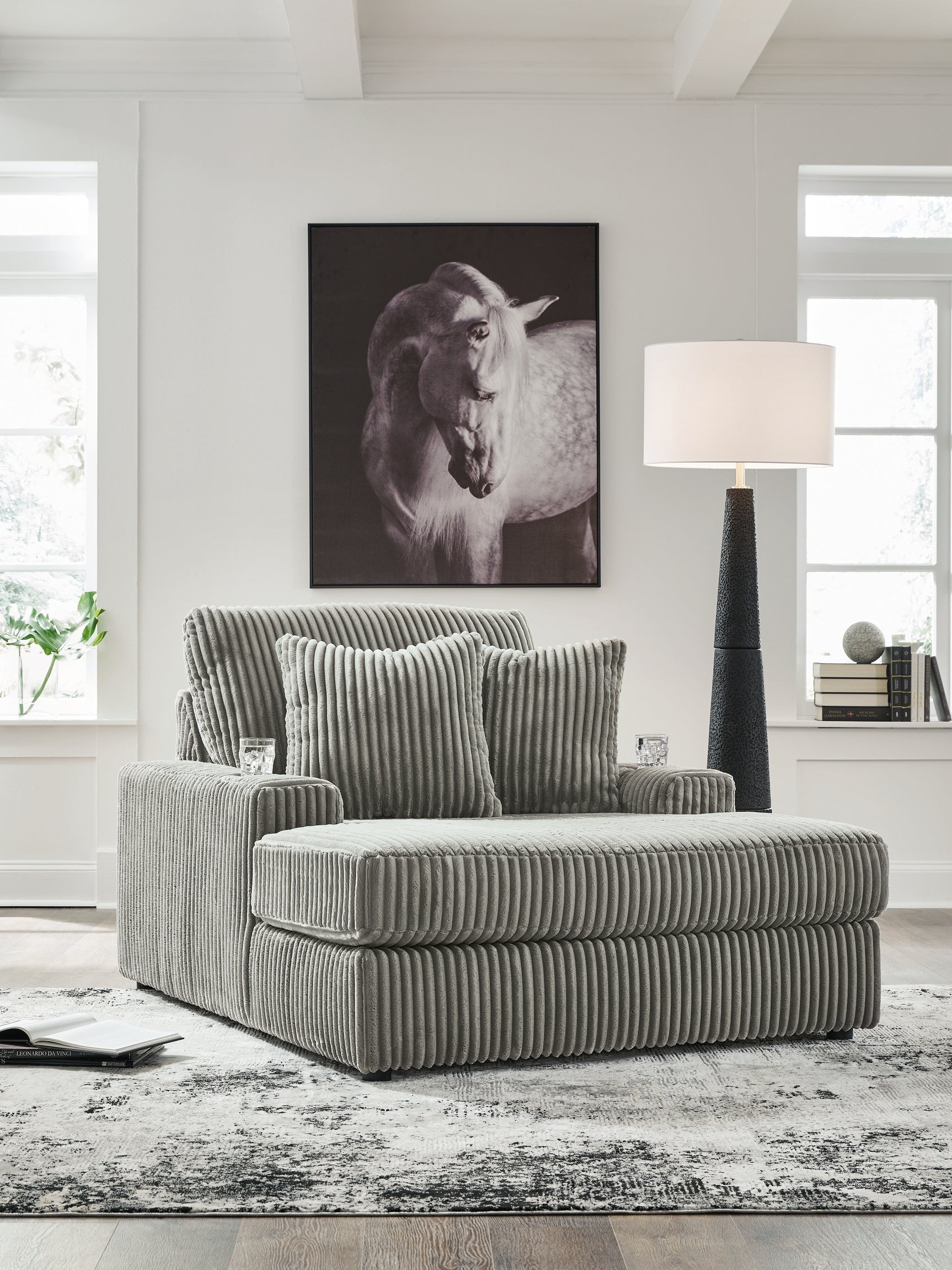 Tampa Furniture Outlet - Ashley Furniture - Lindyn Living Room - Chaise / Fog - 2110515