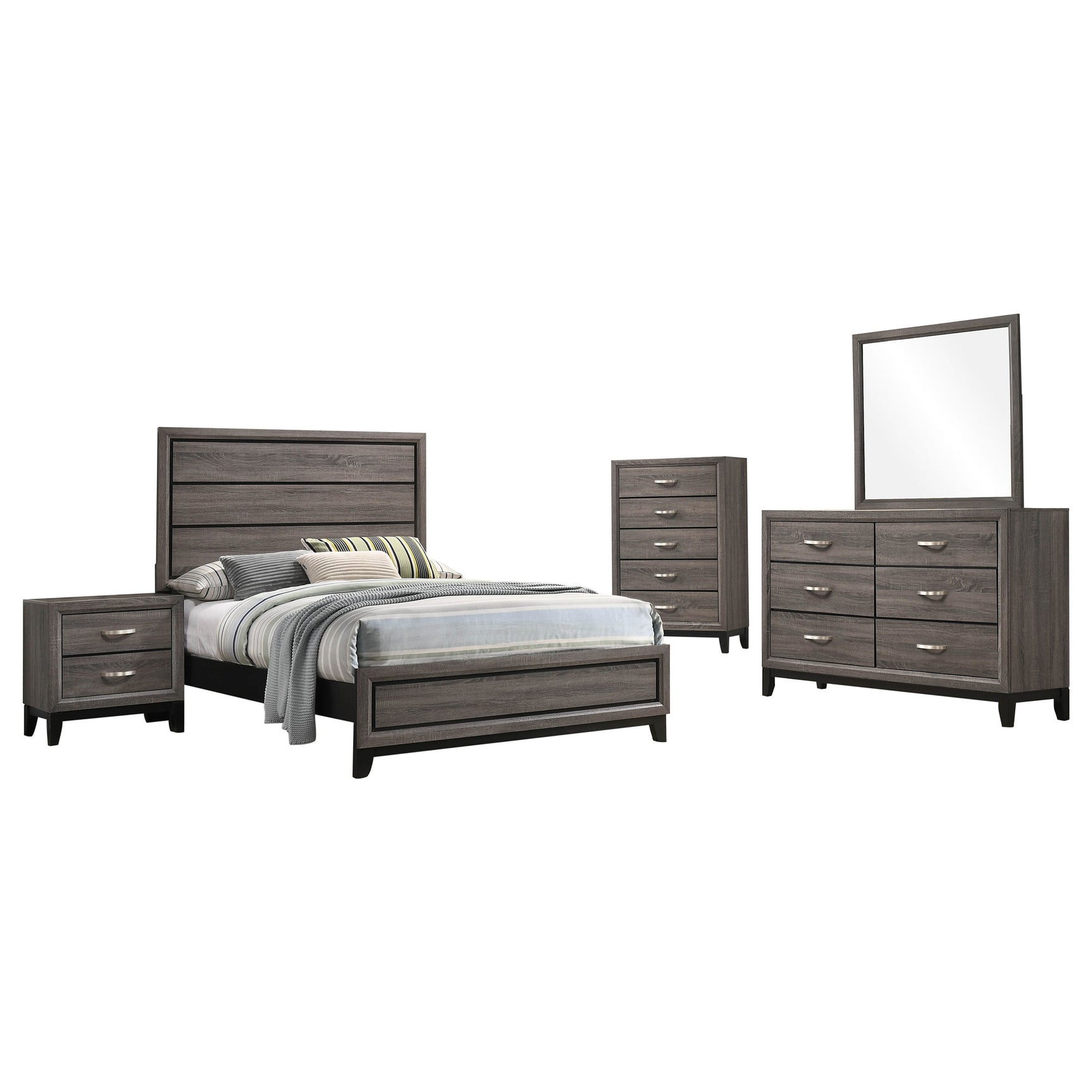 Watson Five-piece Full Bedroom Set Grey Oak - Tampa Furniture Outlet