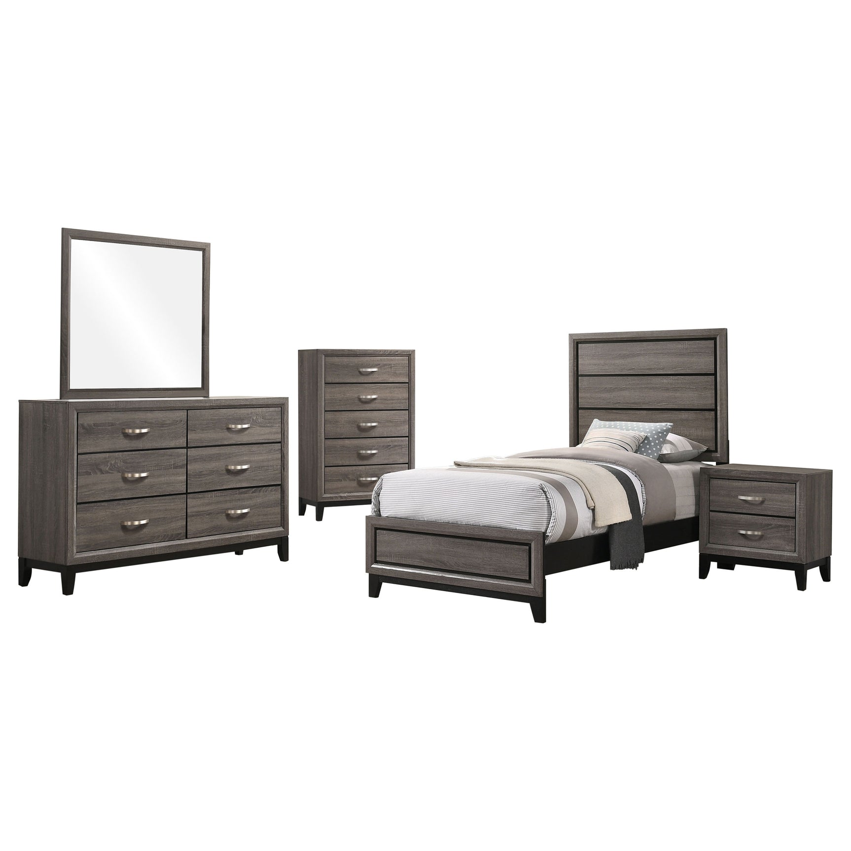Watson Five-piece Twin Bedroom Set Grey Oak - Tampa Furniture Outlet