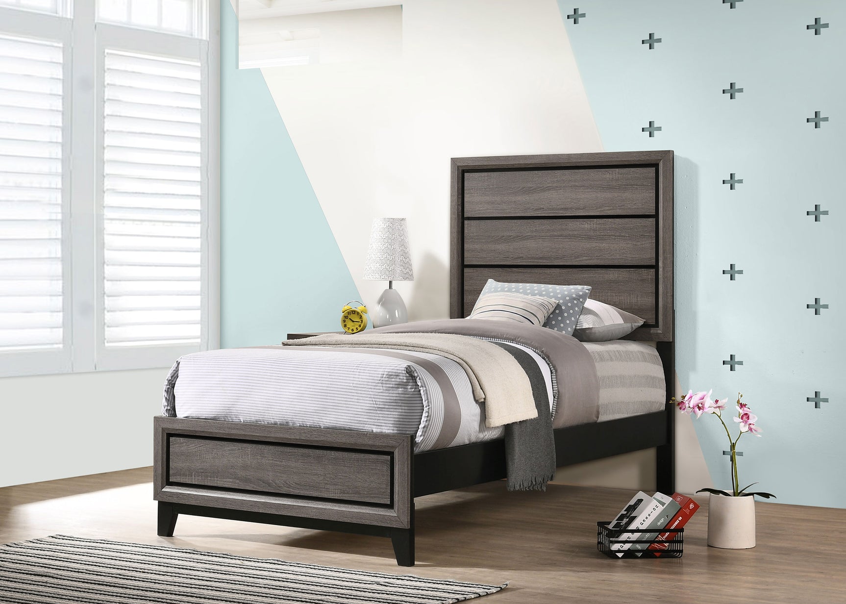 Watson Wood Twin Panel Bed Grey Oak - Tampa Furniture Outlet