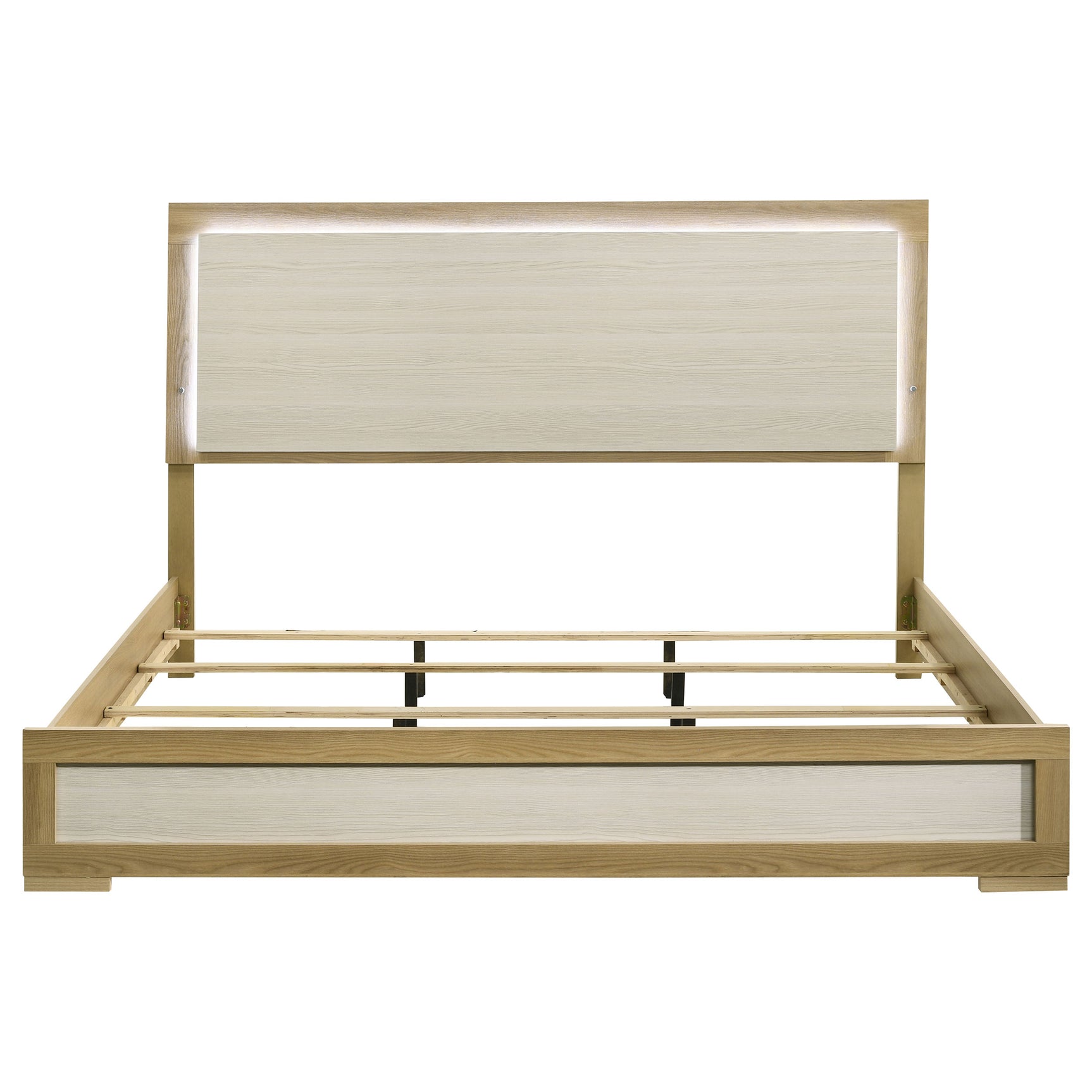 Hyland Eastern King Panel Bed LED Headboard Natural - Tampa Furniture Outlet