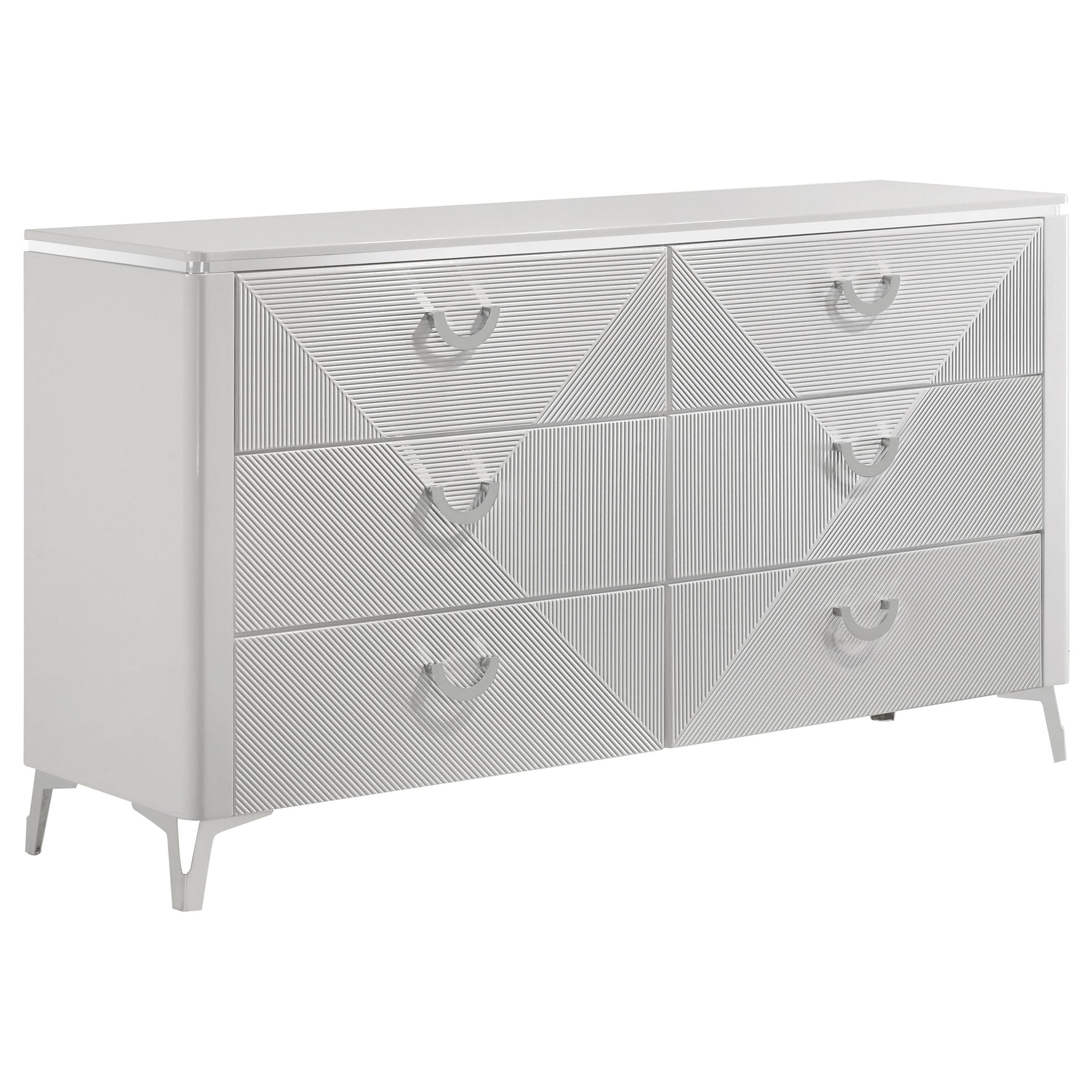 Cassia 5-piece Eastern King LED Bedroom Set White High Gloss