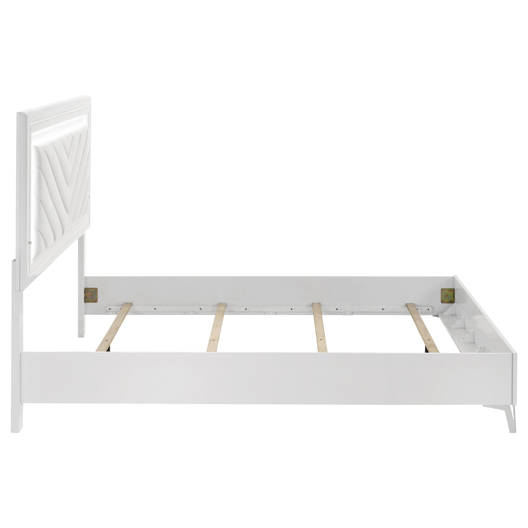 Cassia Queen LED Panel Bed White High Gloss