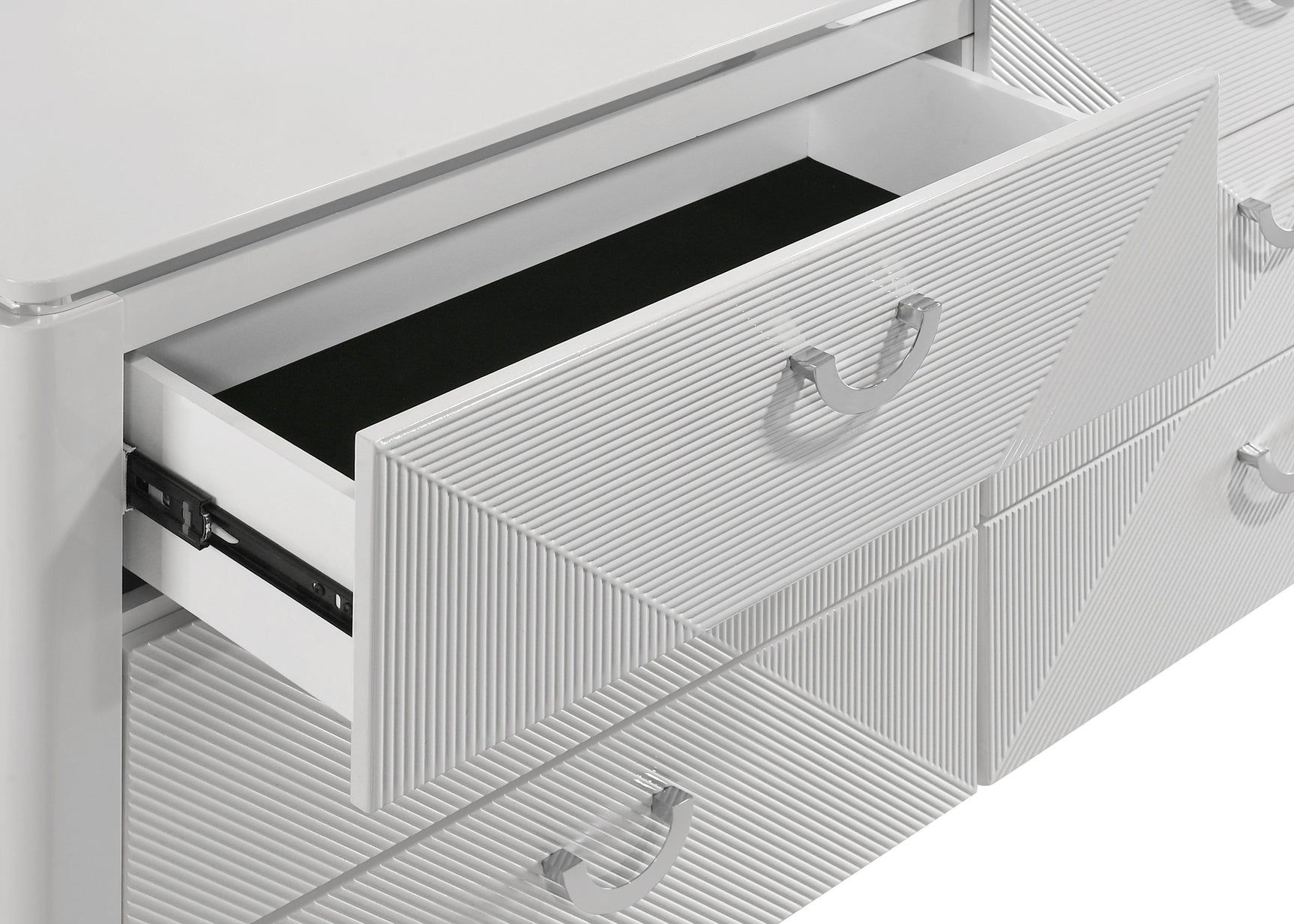 Cassia 6-drawer Dresser Cabinet with Mirror White High Gloss