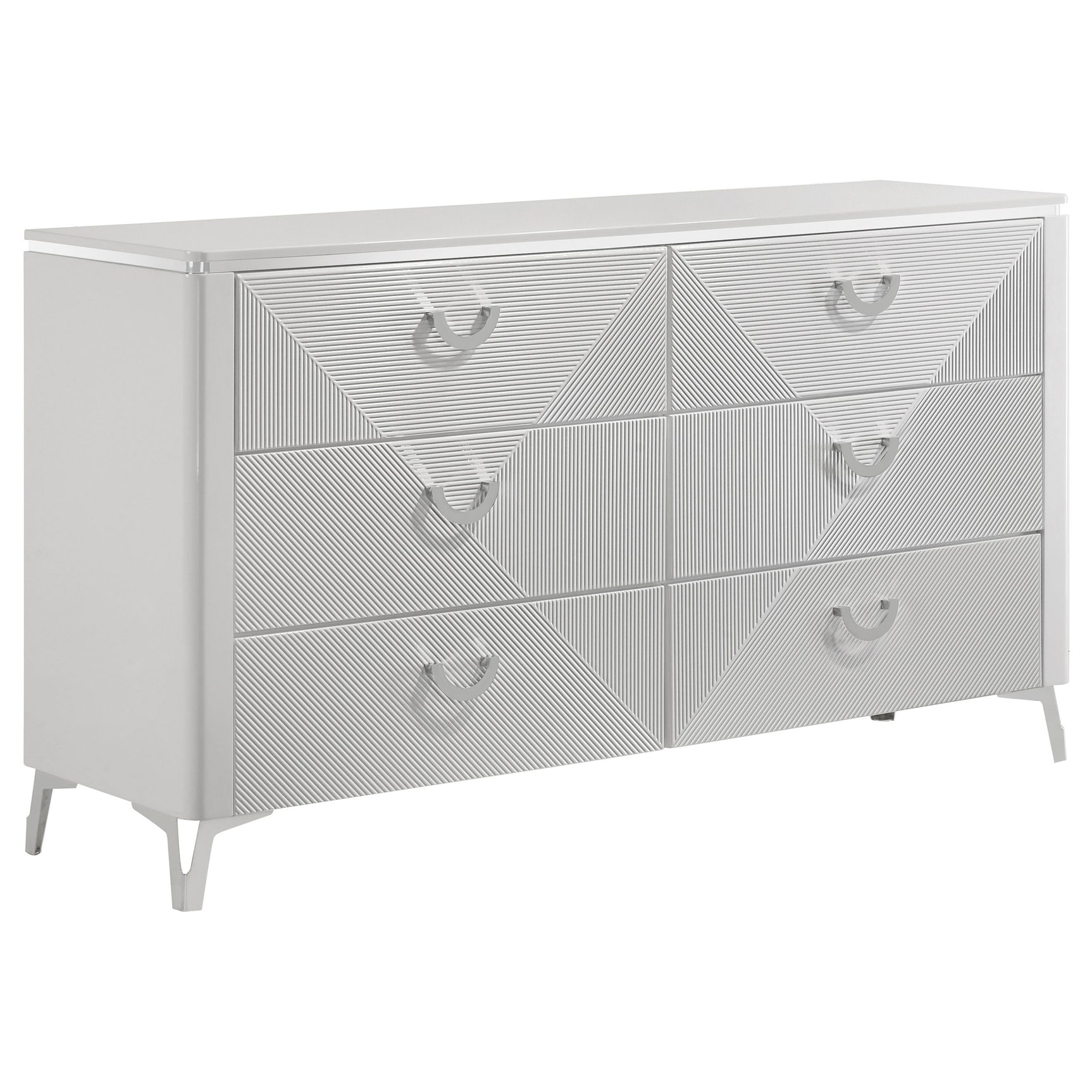 Tampa Furniture Outlet - Coaster - Cassia 6-drawer Bedroom Dresser Cabinet White High Gloss - 215793