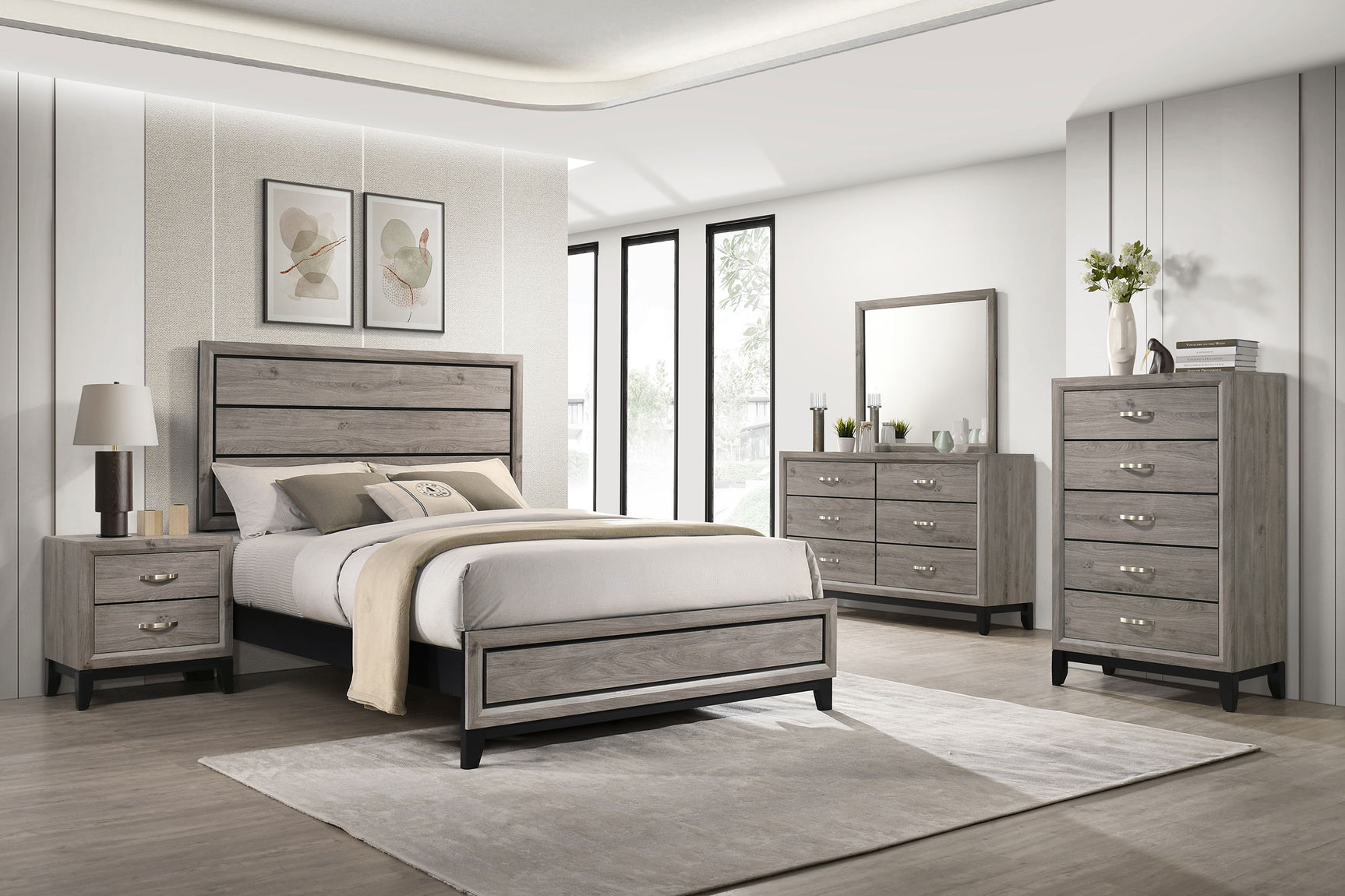 Valen 2-drawer Nightstand Bedside Table Light Taupe