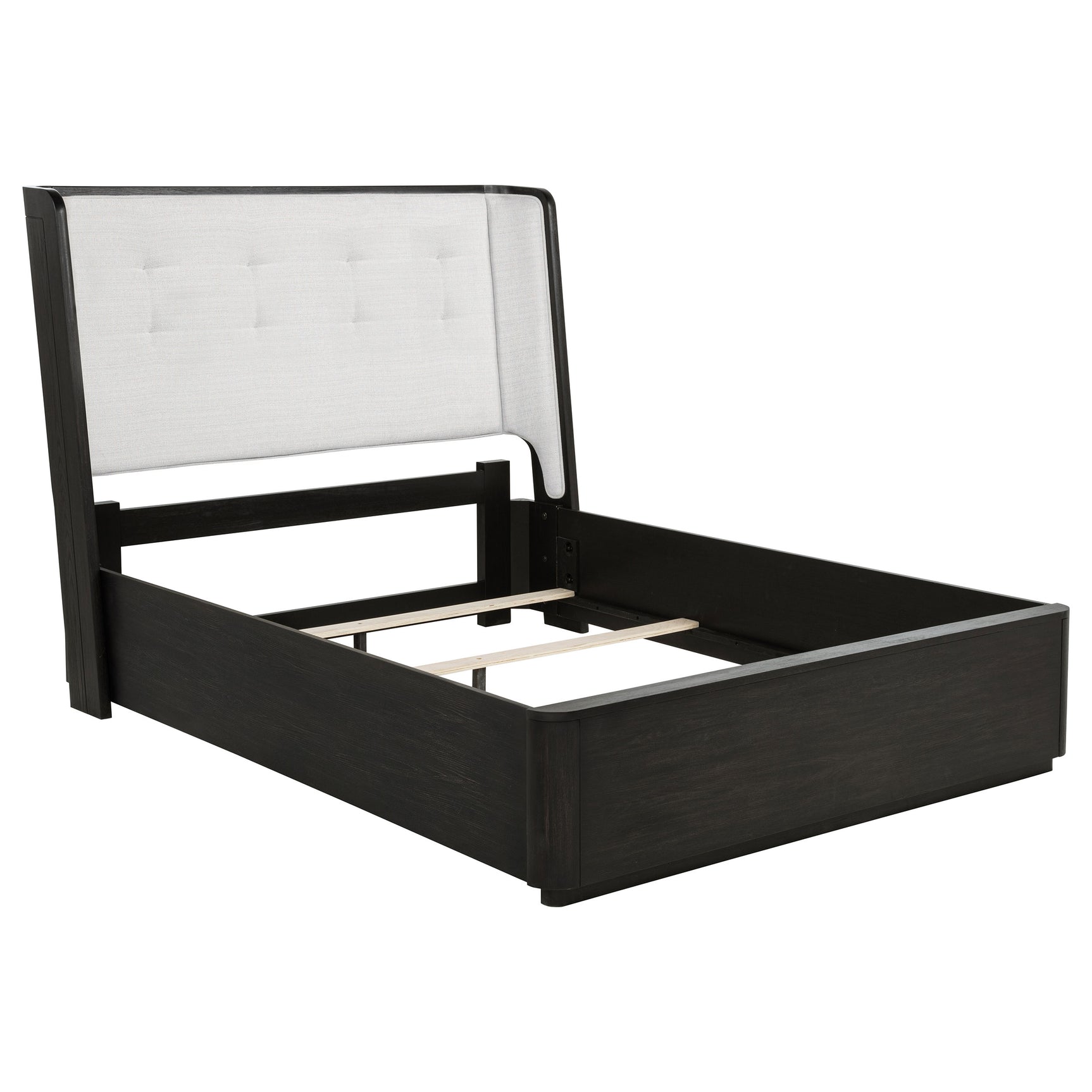 Tampa Furniture Outlet - Coaster - Leandro 55-inch Queen Wingback Bed Burnished Black - 222491Q