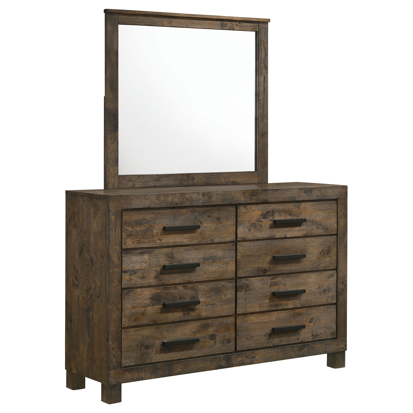 Tampa Furniture Outlet - Coaster - Woodmont 8-drawer Dresser with Mirror Rustic Golden Brown - 222633M