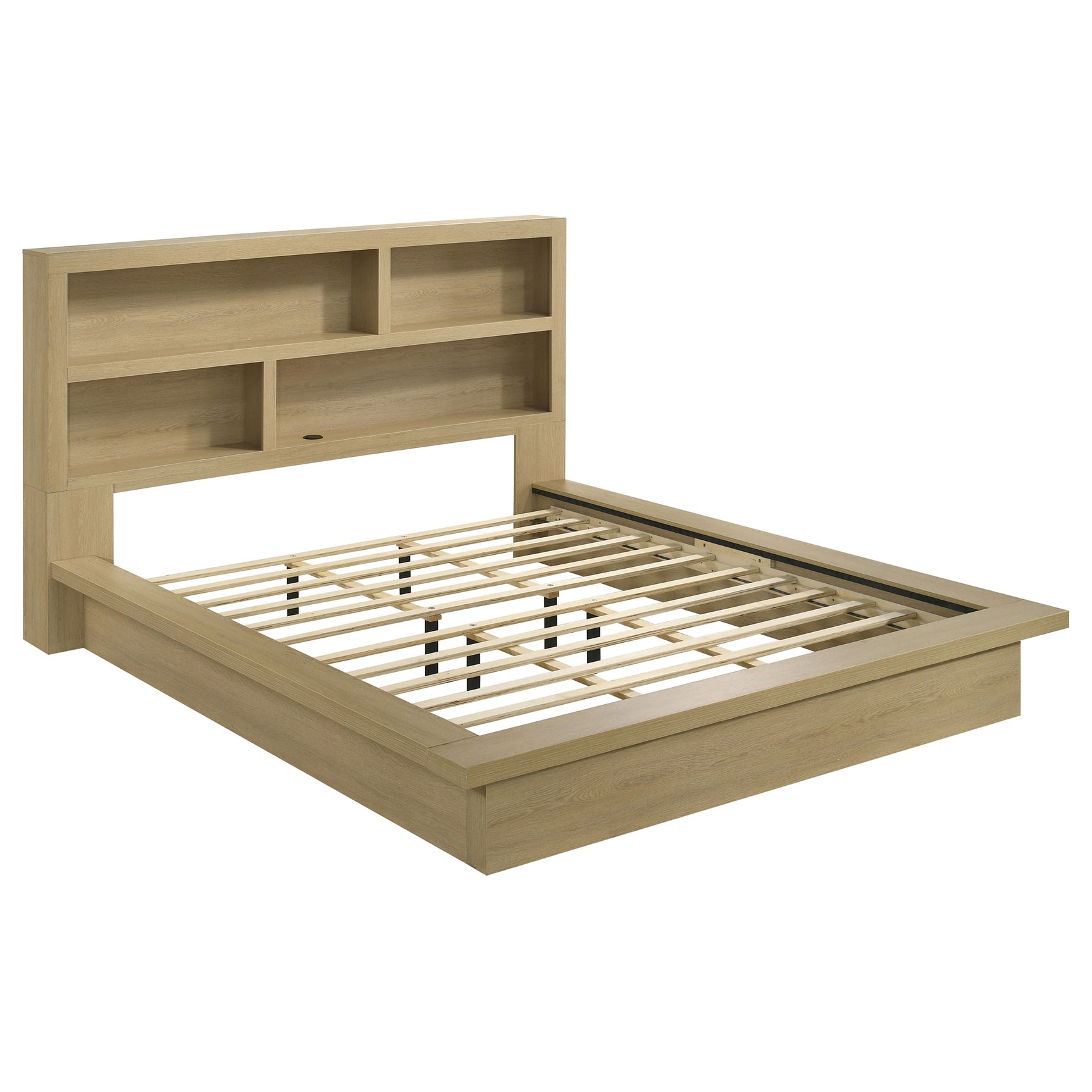 Tampa Furniture Outlet - Coaster - Hendricks California King Bookcase Headboard Platform Bed Light Oak - 222650KW