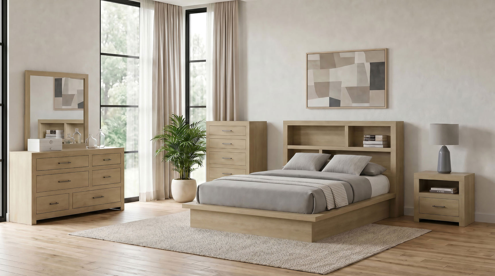 Tampa Furniture Outlet - Coaster - Hendricks 5-piece Queen Bedroom Set Light Oak - 222650Q-S5