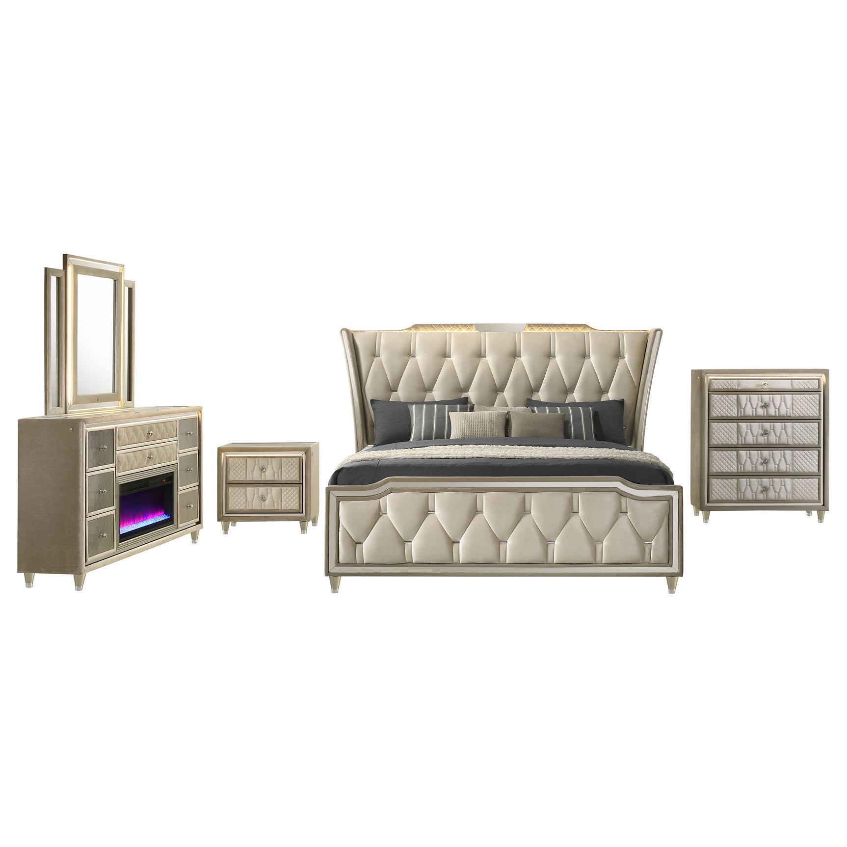 Lorient 5-piece California King Bedroom Set Ivory and Camel
