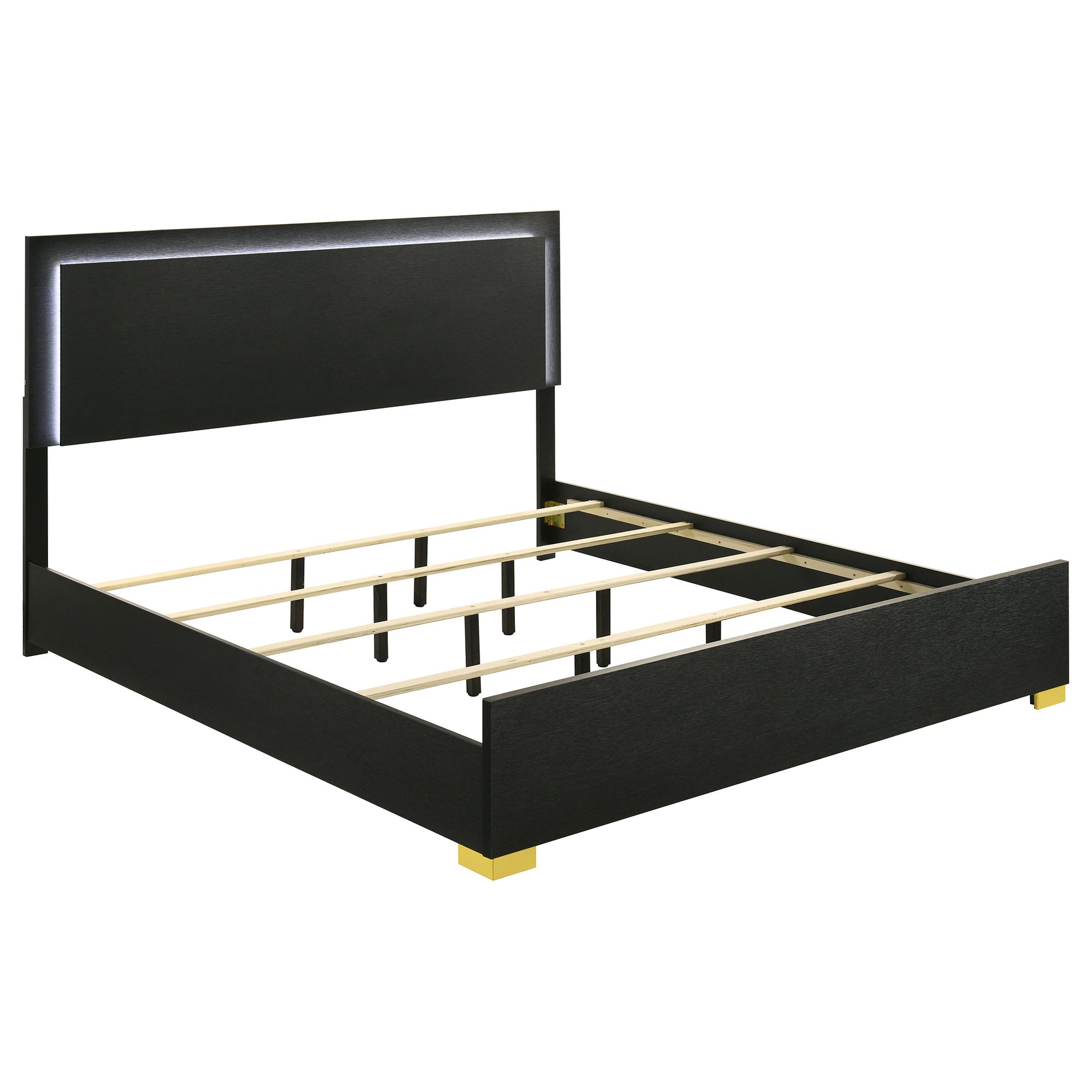 Tampa Furniture Outlet - Coaster - Marceline Wood Eastern King LED Panel Bed Black - 222831KE
