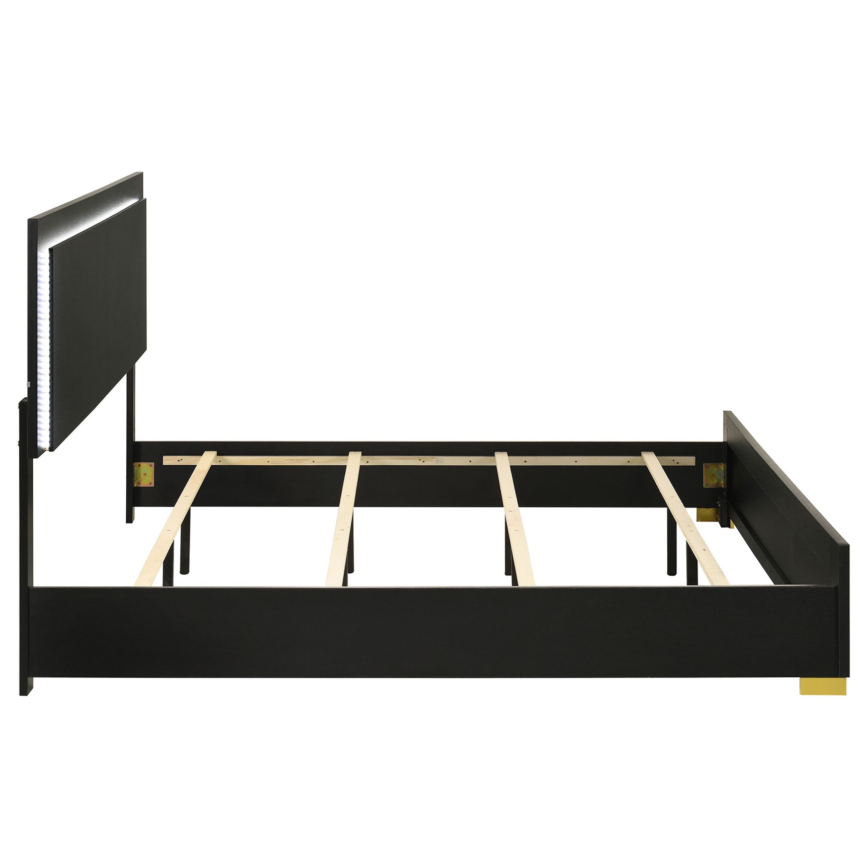 Marceline Wood Eastern King LED Panel Bed Black - Tampa Furniture Outlet