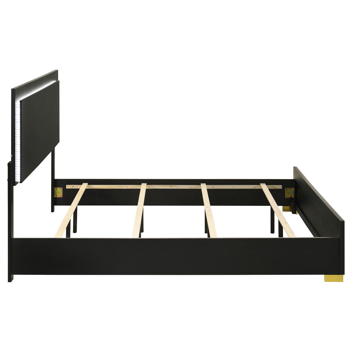 Marceline Wood Eastern King LED Panel Bed Black