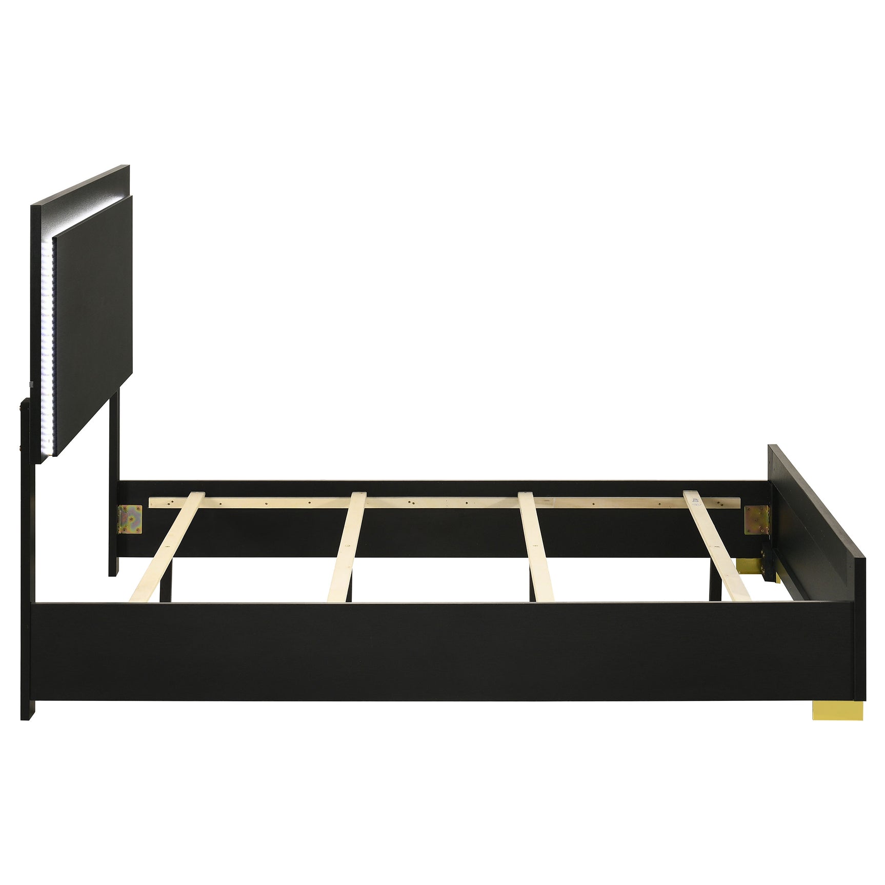 Marceline Wood Queen LED Panel Bed Black