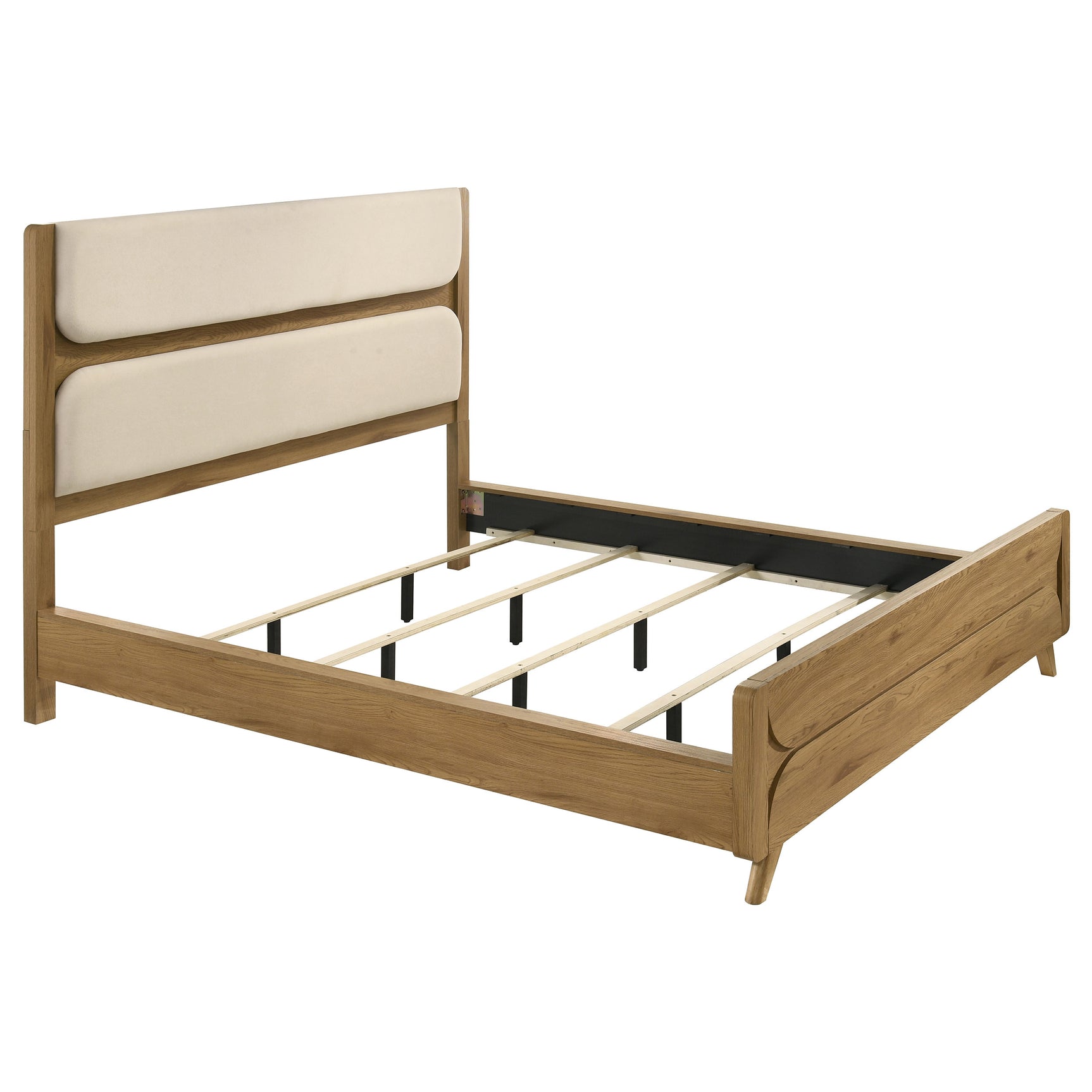 Tampa Furniture Outlet - Coaster - Bennett 78-inch California King Upholstered Panel Bed Cream and Light Oak - 222901KW