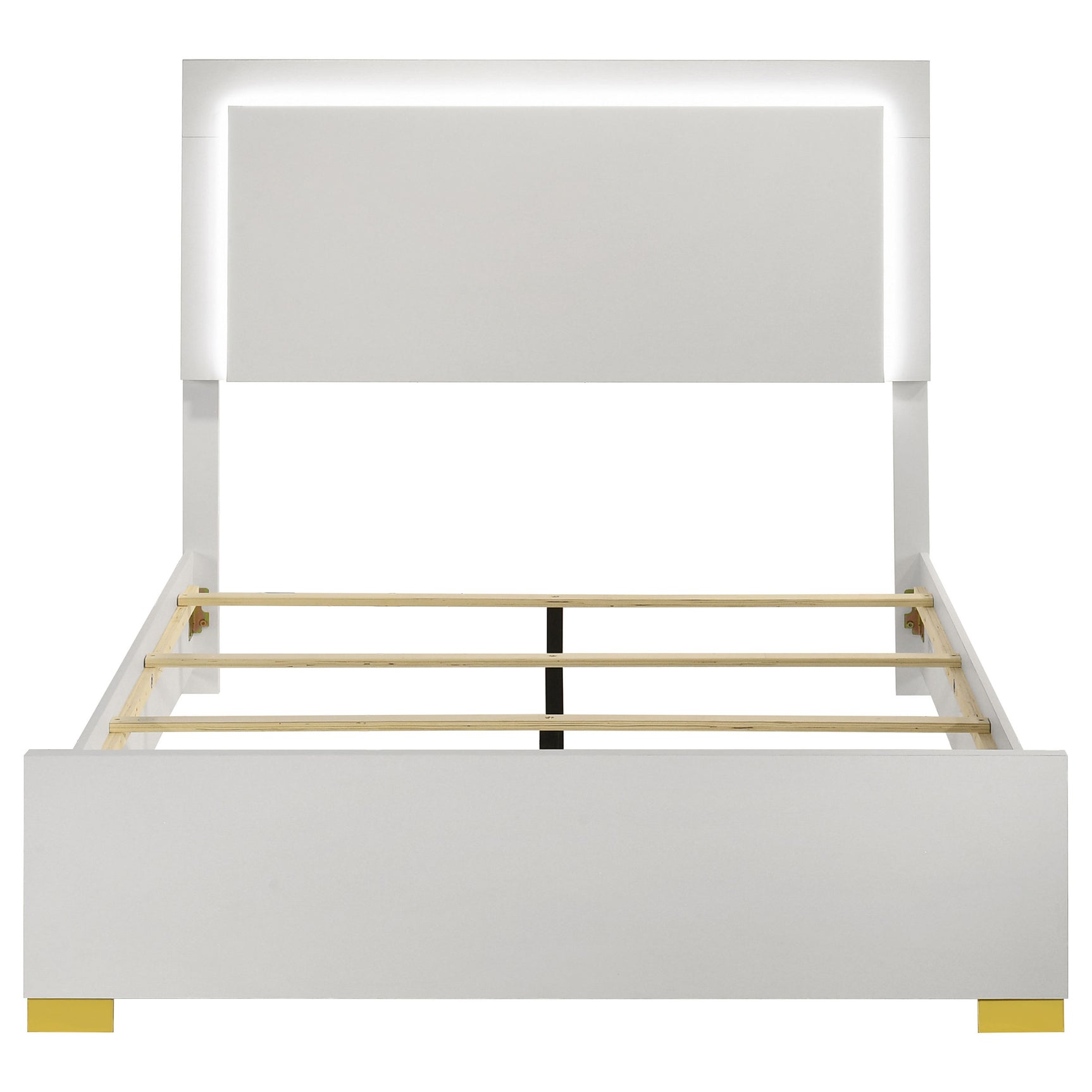 Marceline Wood Full LED Panel Bed White - Tampa Furniture Outlet