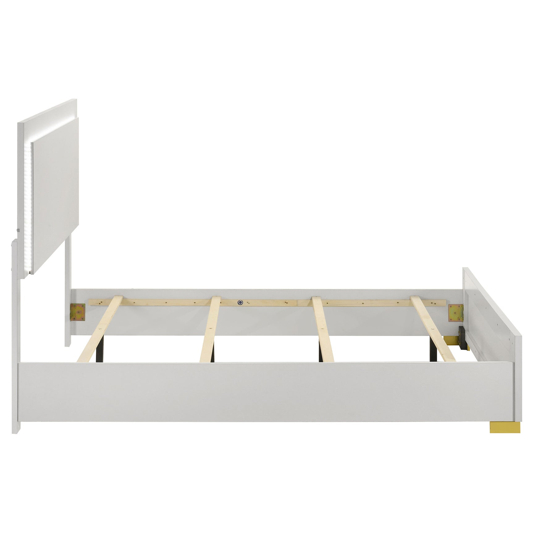 Marceline Wood Full LED Panel Bed White - Tampa Furniture Outlet
