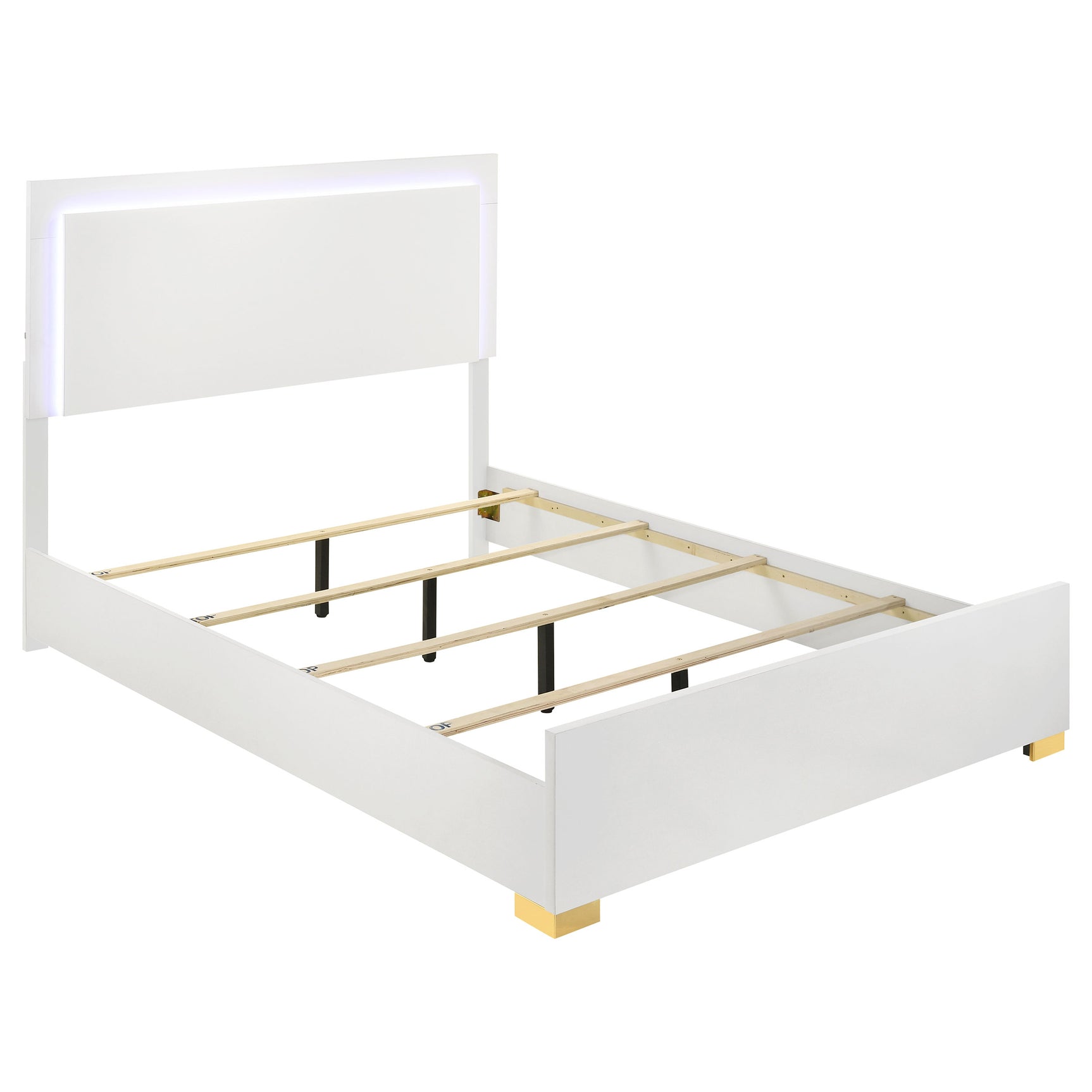 Tampa Furniture Outlet - Coaster - Marceline Wood Eastern King LED Panel Bed White - 222931KE