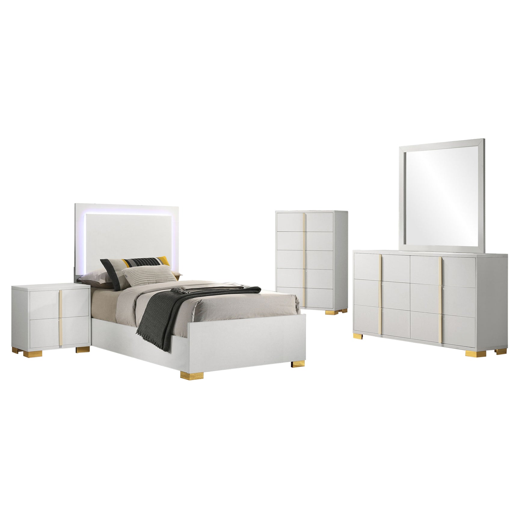 Marceline 5-piece Twin Bedroom Set White - Tampa Furniture Outlet