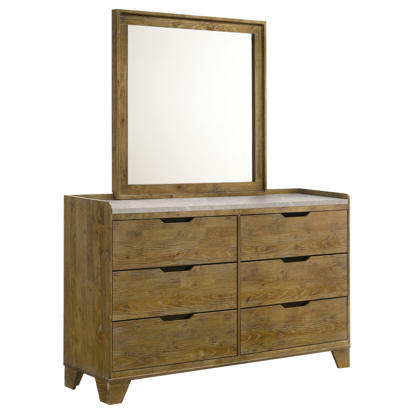 Tampa Furniture Outlet - Coaster - Henderson 6-drawer Bedroom Dresser with Mirror Medium Oak - 222973M