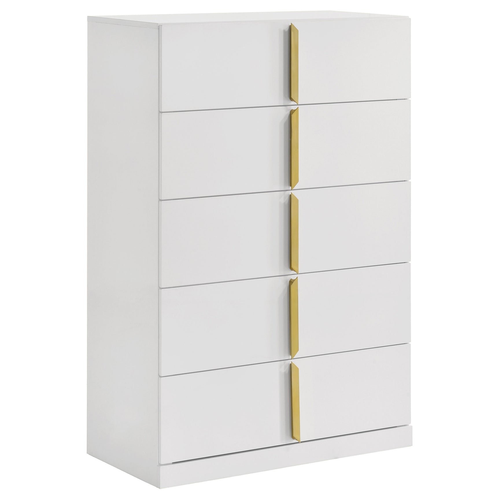 Tampa Furniture Outlet - Coaster - Ines 5-drawer Bedroom Chest of Drawers White High Gloss - 223095