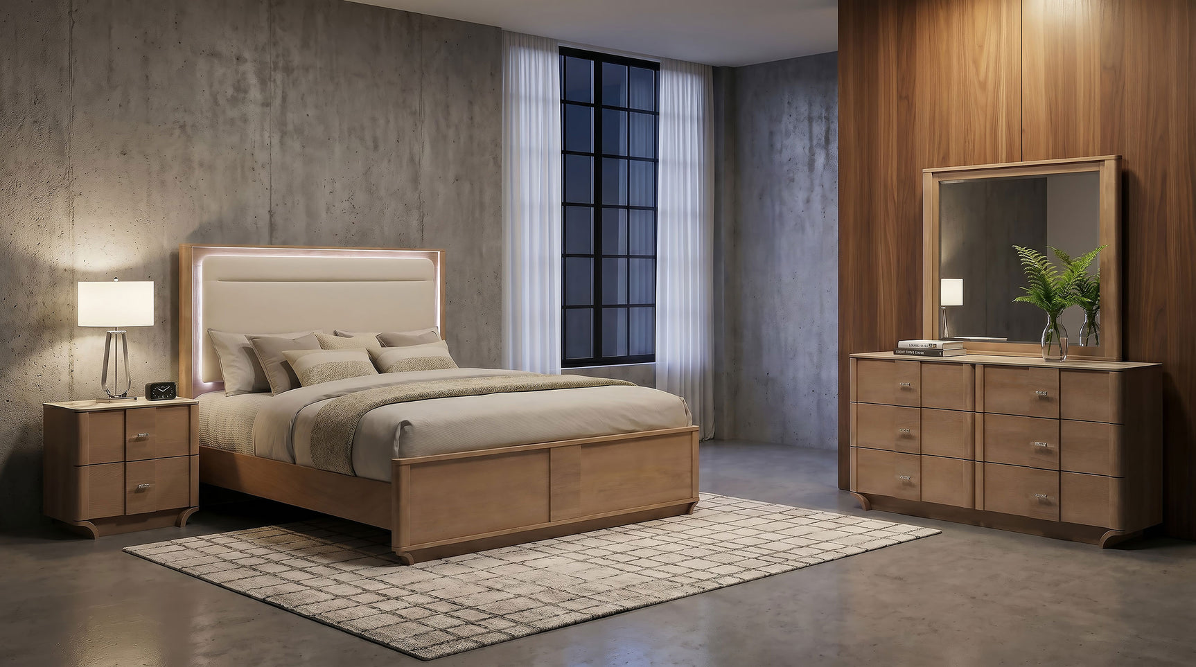 Tampa Furniture Outlet - Coaster - Leanne 4-piece Eastern King Bedroom Set Light Oak - 223131KE-S4