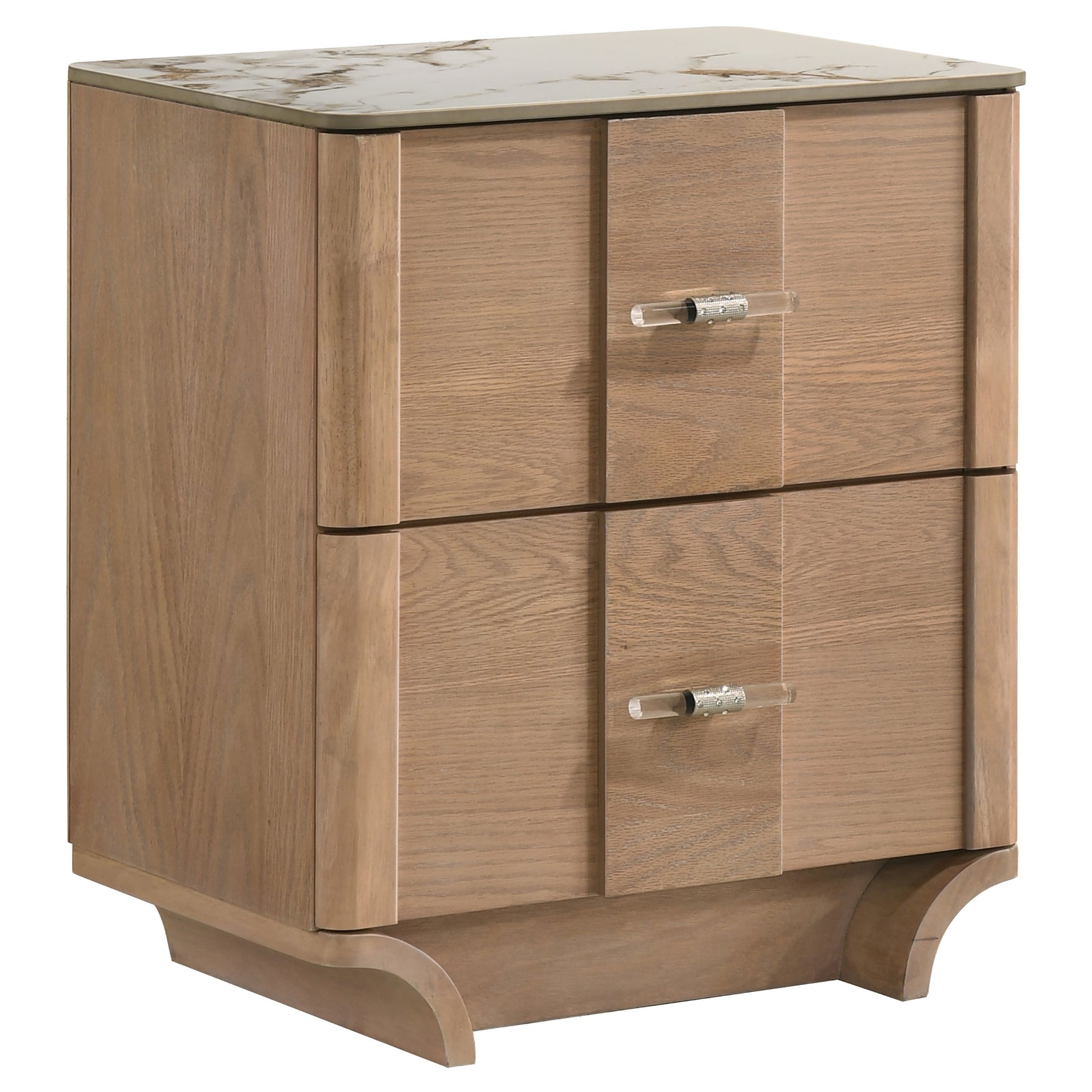 Tampa Furniture Outlet - Coaster - Leanne 2-drawer Sinter Stone Top Nightstand Light Oak - 223132