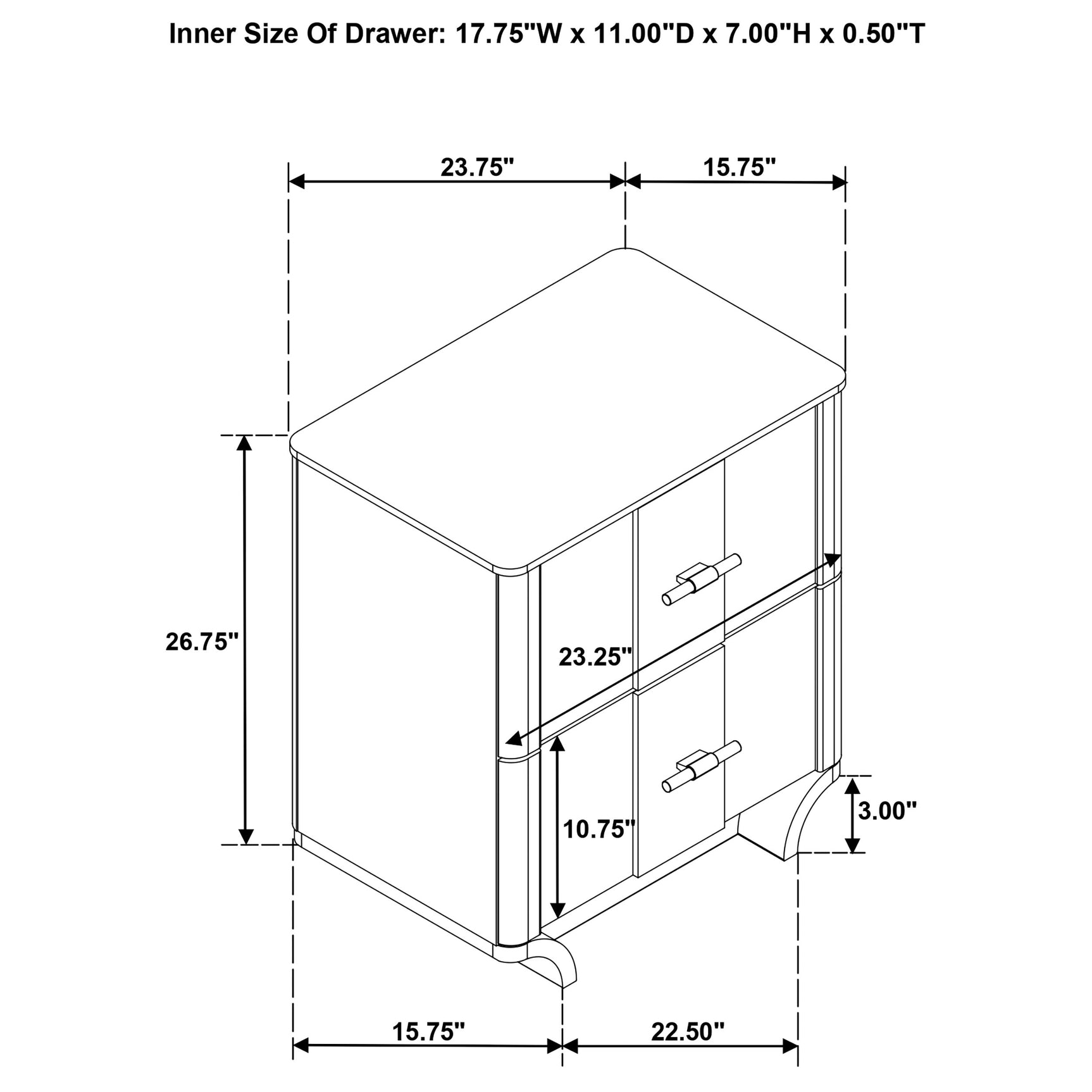 Leanne 2-drawer Sinter Stone Top Nightstand Light Oak