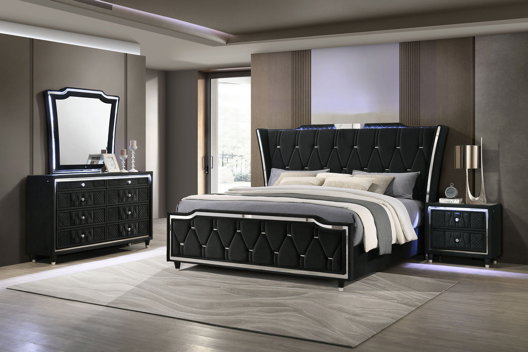 Tampa Furniture Outlet - Coaster - Lorient 4-piece California King Bedroom Set Black - 223161KW-S4