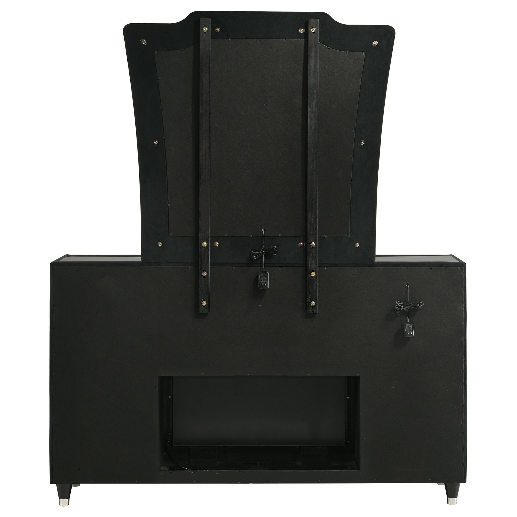 Lorient 8-drawer LED Flame Box Dresser and Mirror Black